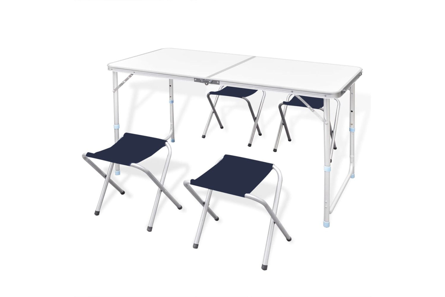 Vidaxl Foldable Camping Table Set With 4 Stools Height Adjustable 120 X 60 Cm-2