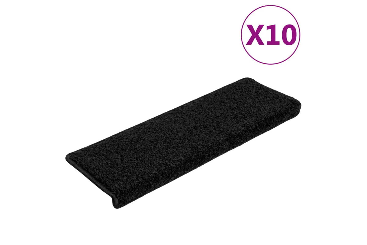 vidaXL Stair Mats 10 Pcs 65x21x4cm Black