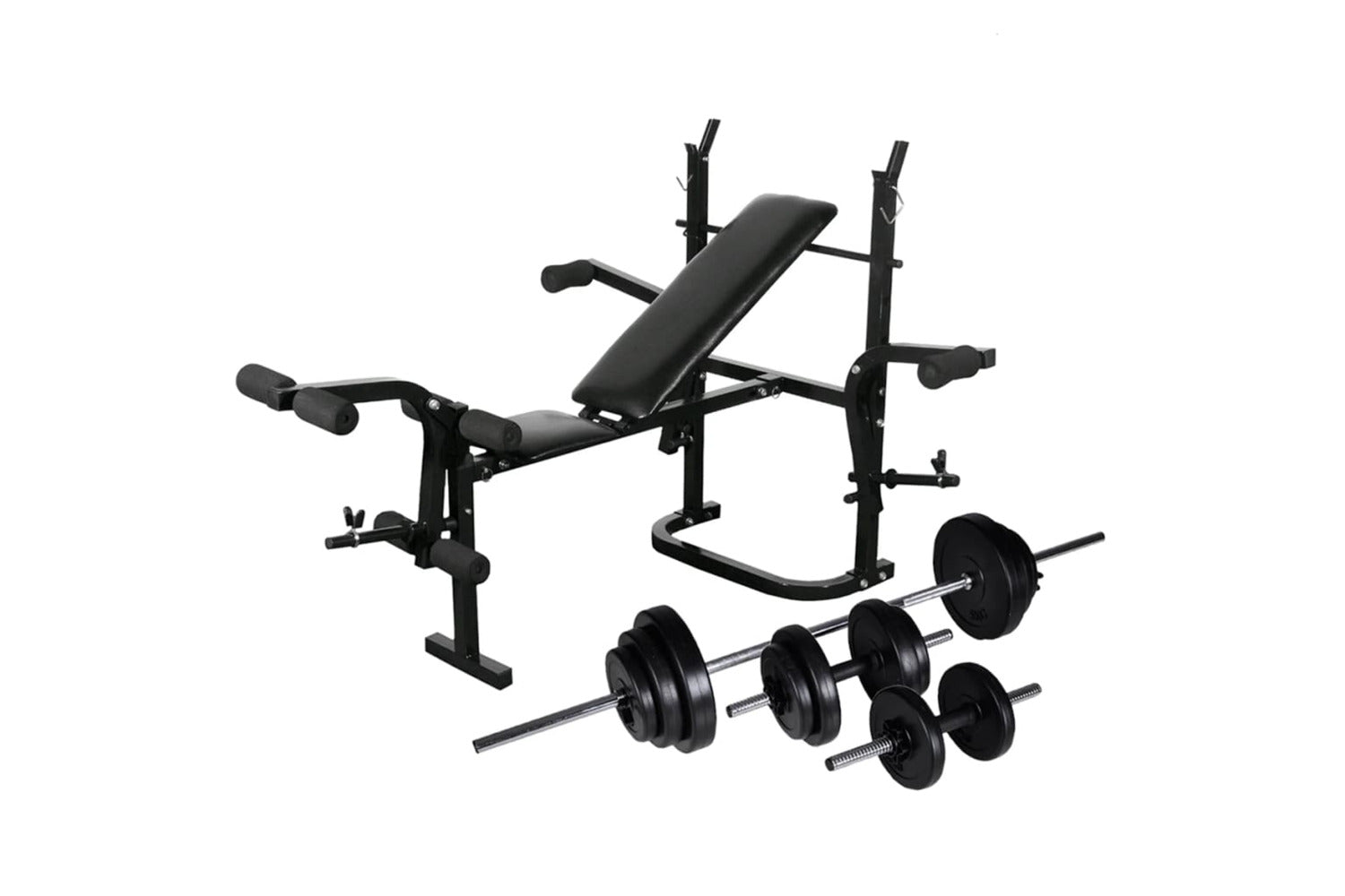 Vidaxl 275368 Weight Bench With Weight Rack, Barbell And Dumbbell Set 30.5kg-2