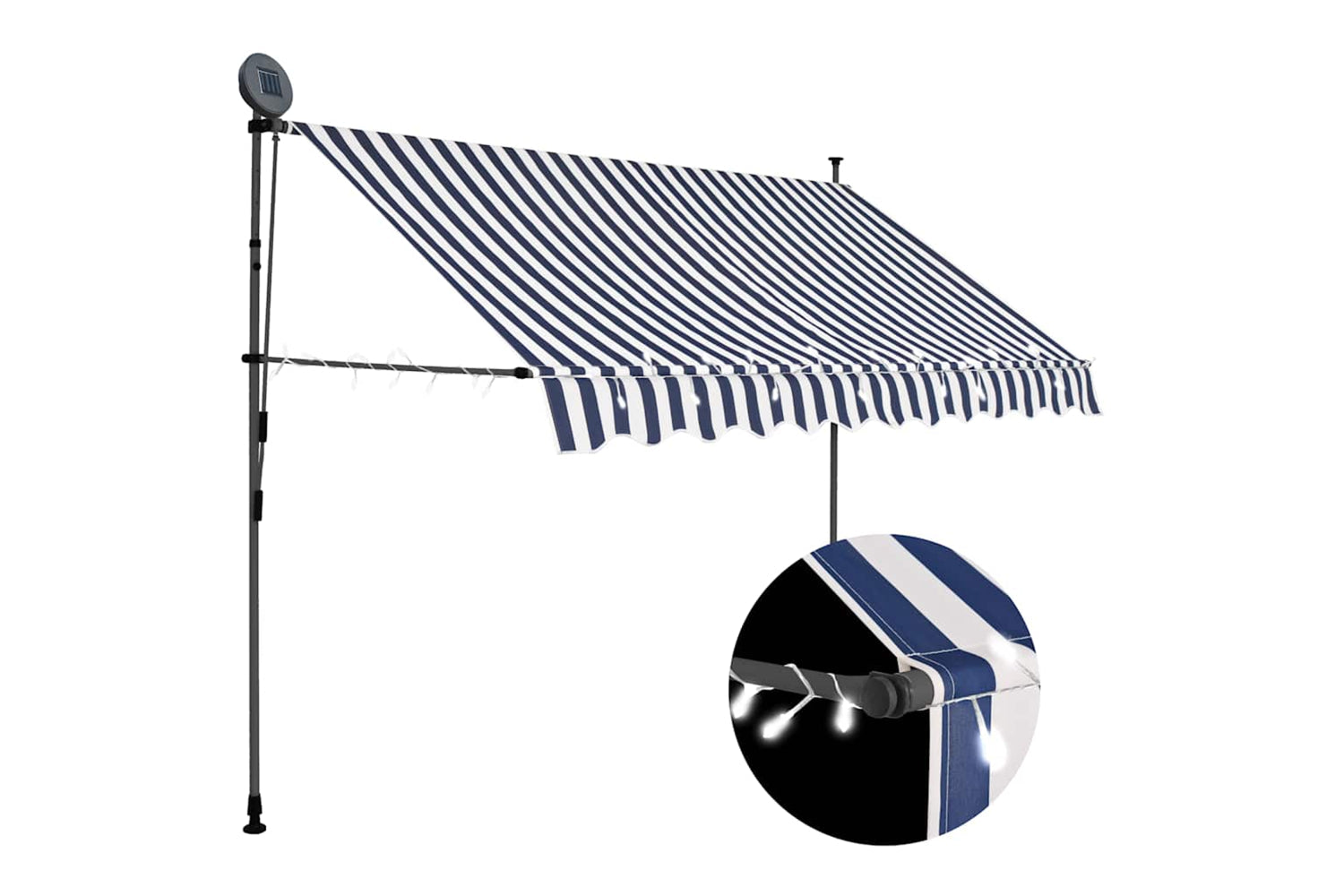 vidaXL 145845 Manual Retractable Awning With Led 300cm Blue And White
