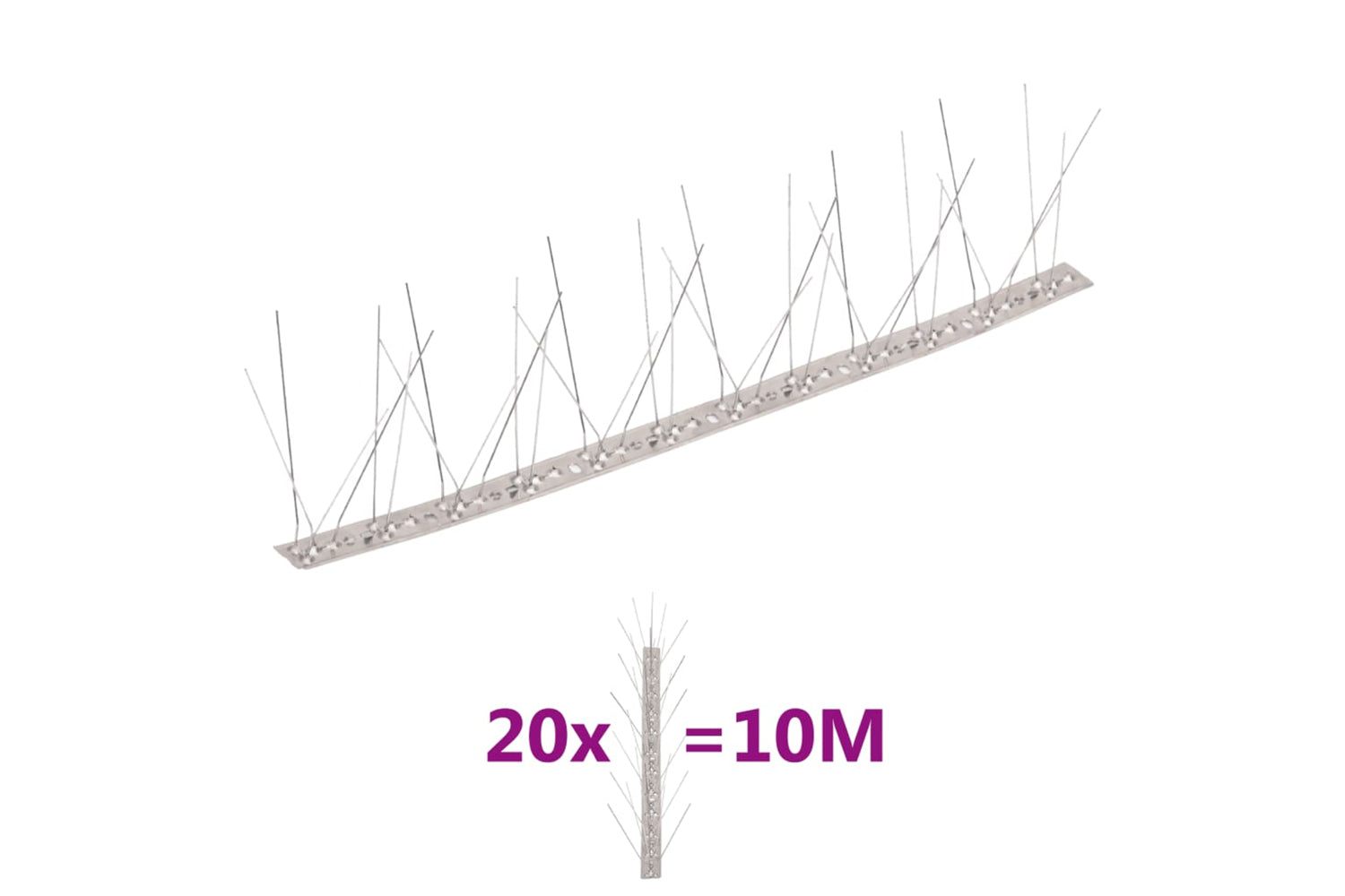 Vidaxl 149133 5-row Stainless Steel Bird & Pigeon Spikes Set Of 20 10 M