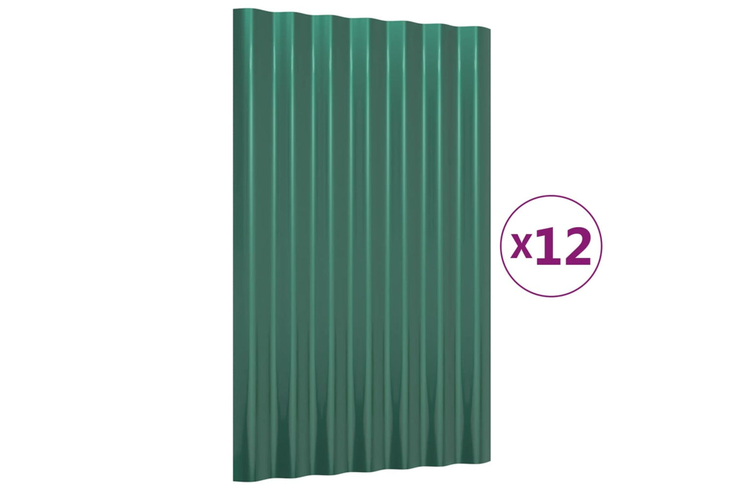 vidaXL 319123 Roof Panels 12 Pcs Powder-coated Steel Green 60x36cm-2