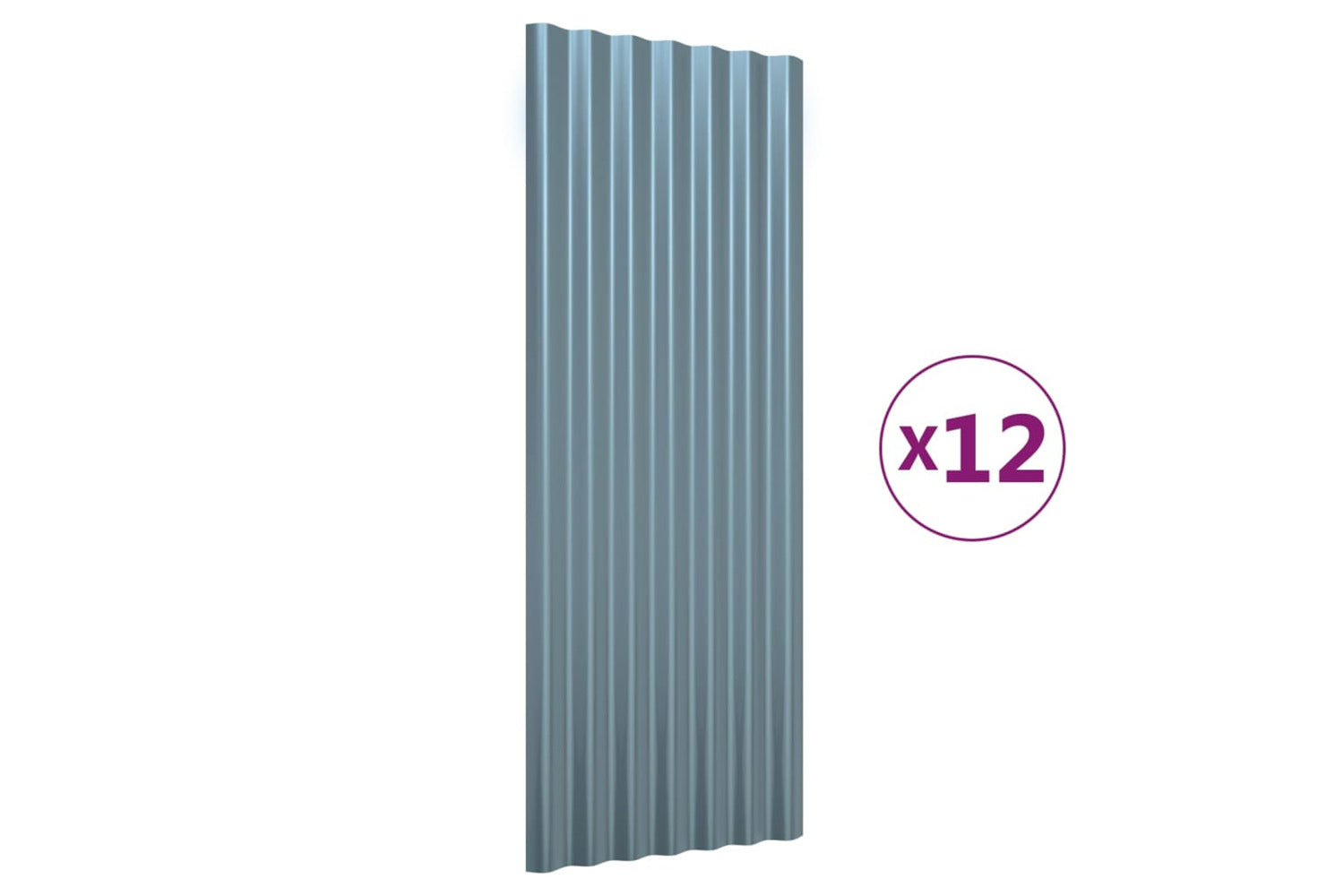 vidaXL 319143 Roof Panels 12 Pcs Powder-coated Steel Grey 100x36cm-2