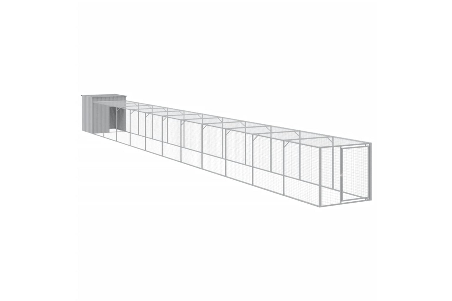 vidaXL 3189098 Chicken Cage With Run Light Grey 110x1221x110cm Galvanised Steel