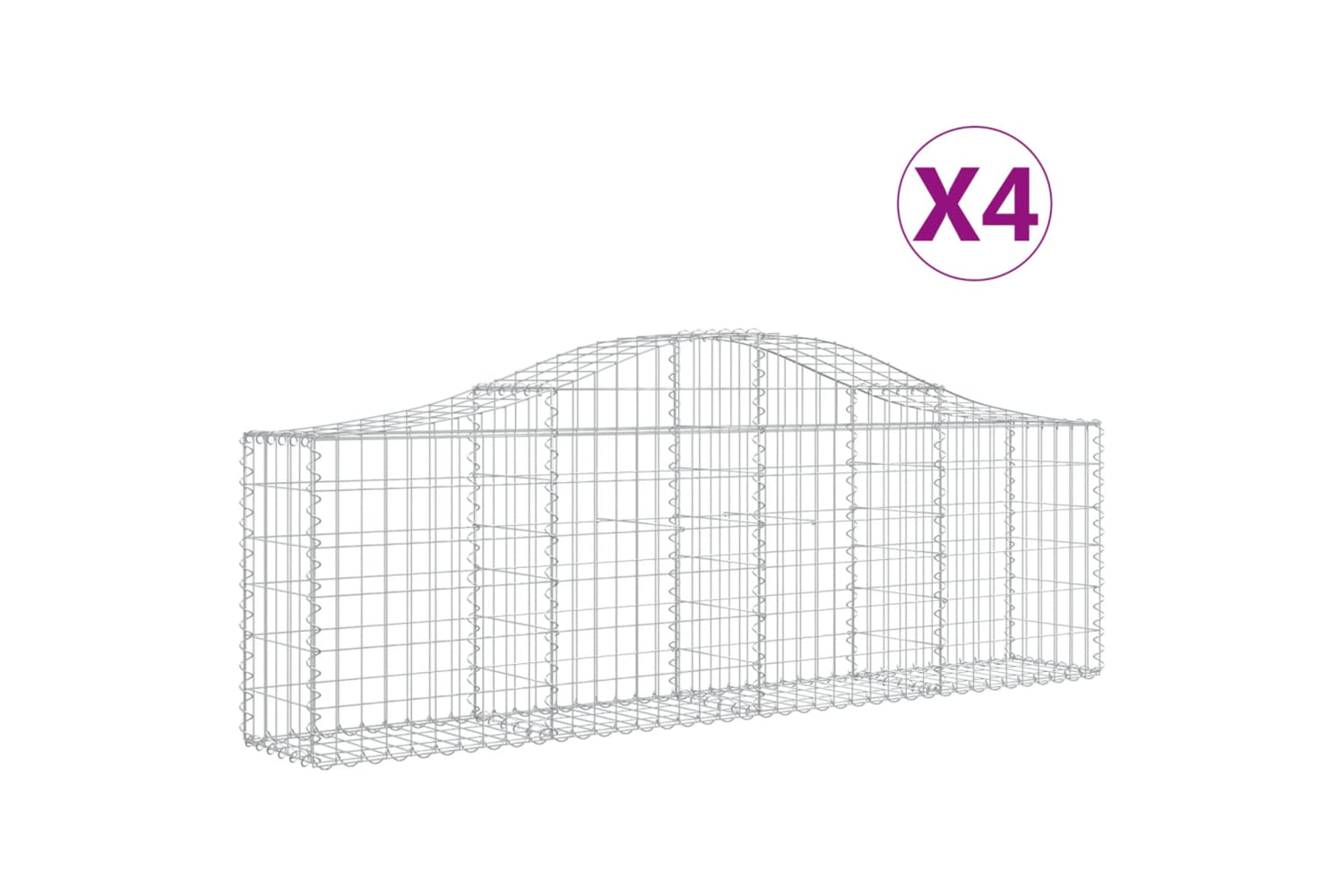 vidaXL 3145390 Arched Gabion Baskets 4 Pcs 200x30x60/80cm Galvanised Iron