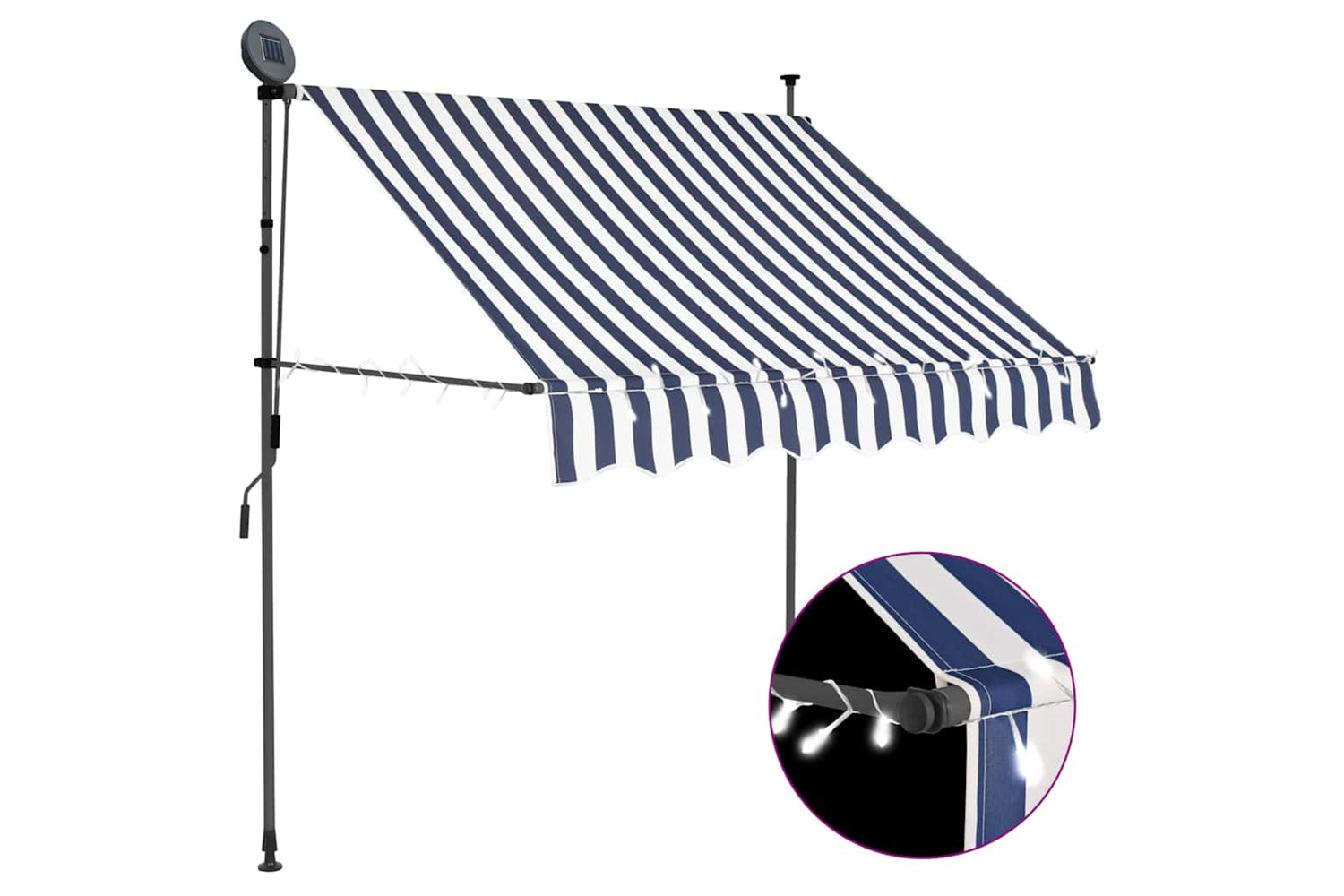 vidaXL 145841 Manual Retractable Awning With Led 100cm Blue And White