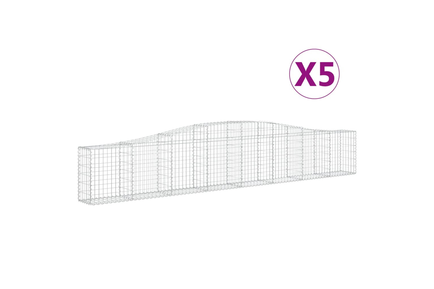 vidaXL 3145803 Arched Gabion Baskets 5 Pcs 400x30x60/80cm Galvanised Iron