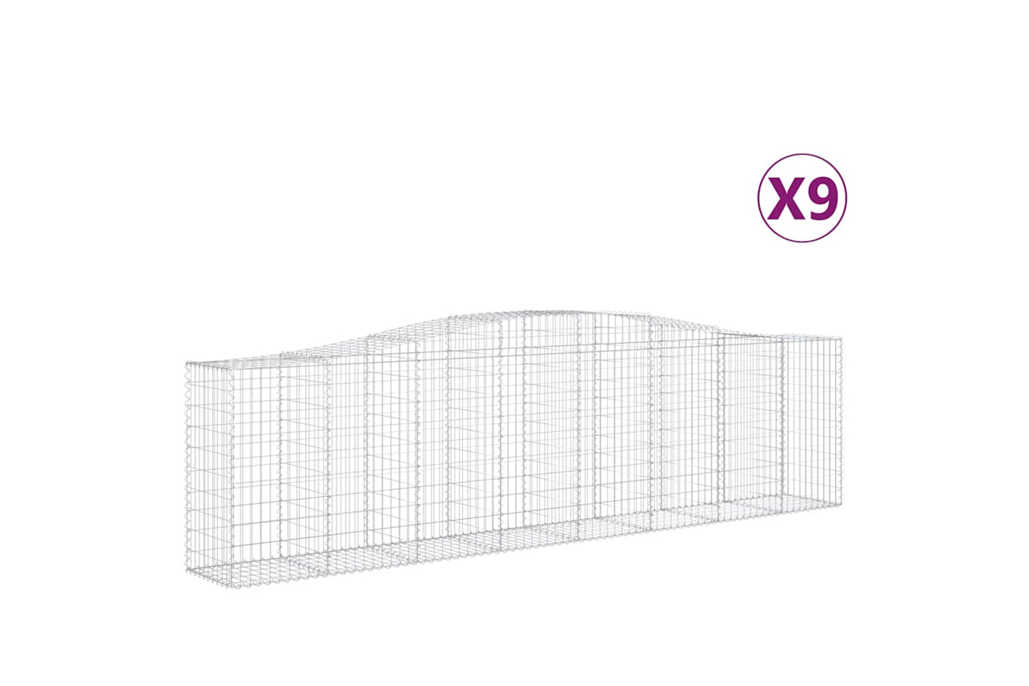 vidaXL 3145963 Arched Gabion Baskets 9 Pcs 400x50x100/120cm Galvanised Iron