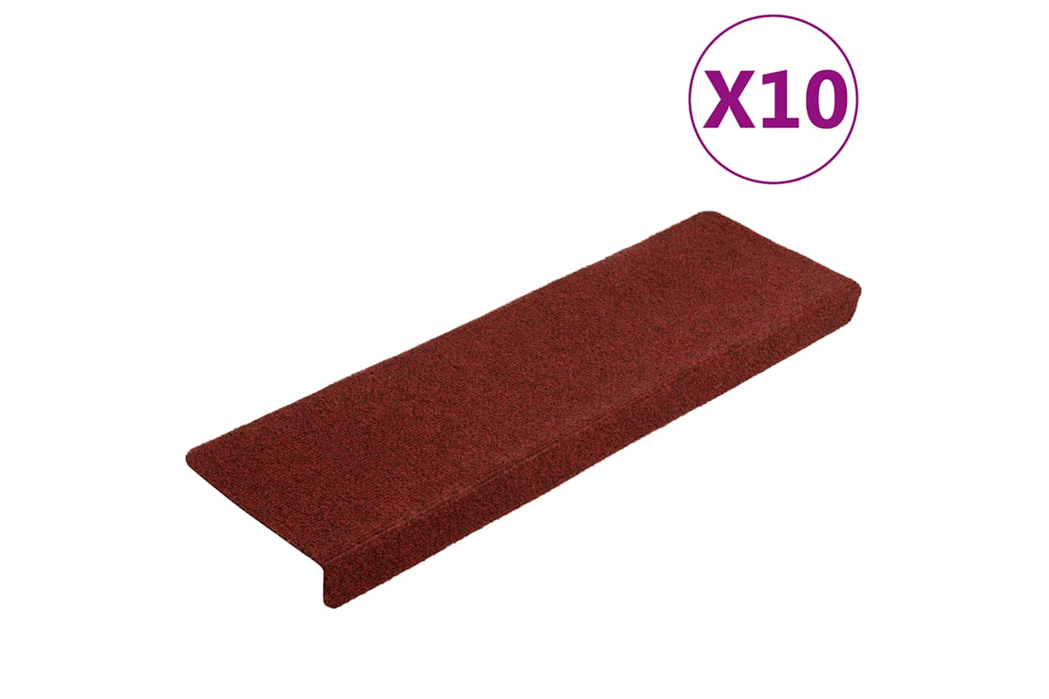 vidaXL 149731 Stair Mats 10 Pcs Bordeaux Red 65x21x4cm Needle Punch
