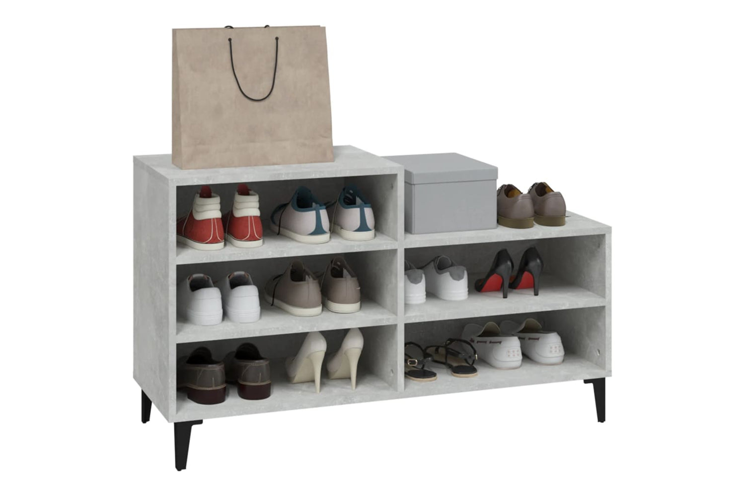 vidaXL 819736 Shoe Cabinet Concrete Grey 102x36x60cm Engineered Wood-6