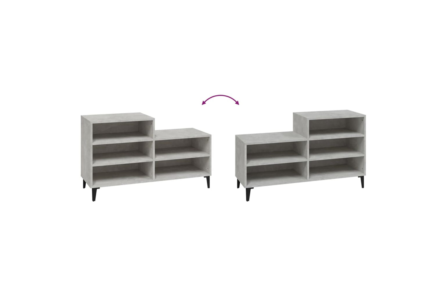 vidaXL 819736 Shoe Cabinet Concrete Grey 102x36x60cm Engineered Wood-4