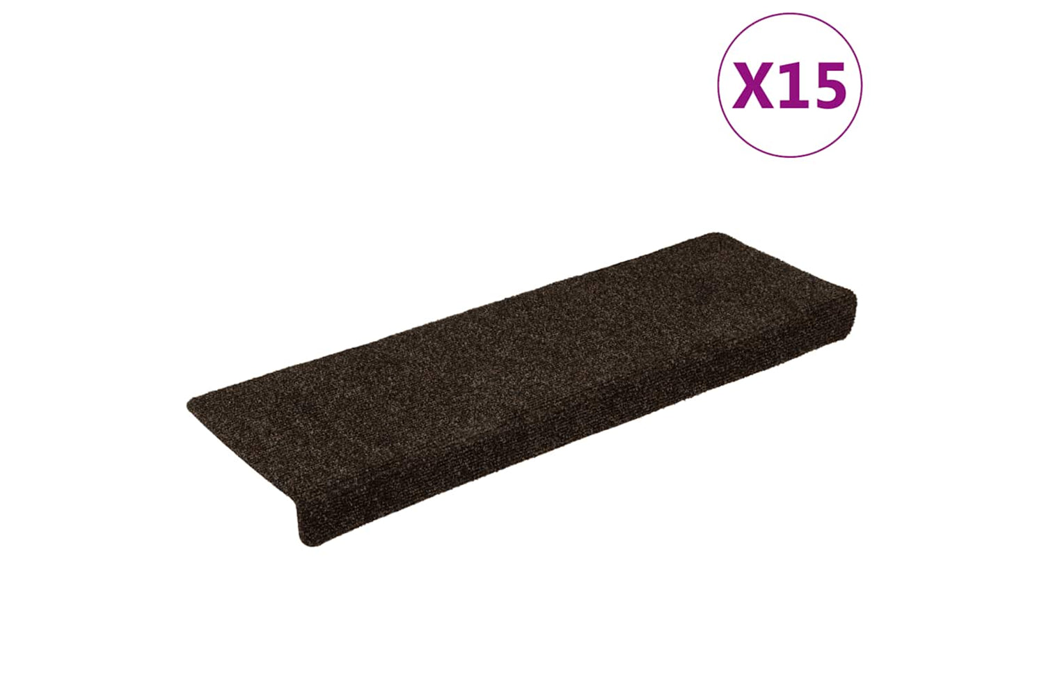 vidaXL 326187 Stair Mats 15 Pcs Needle Punch 65x21x4cm Dark Brown