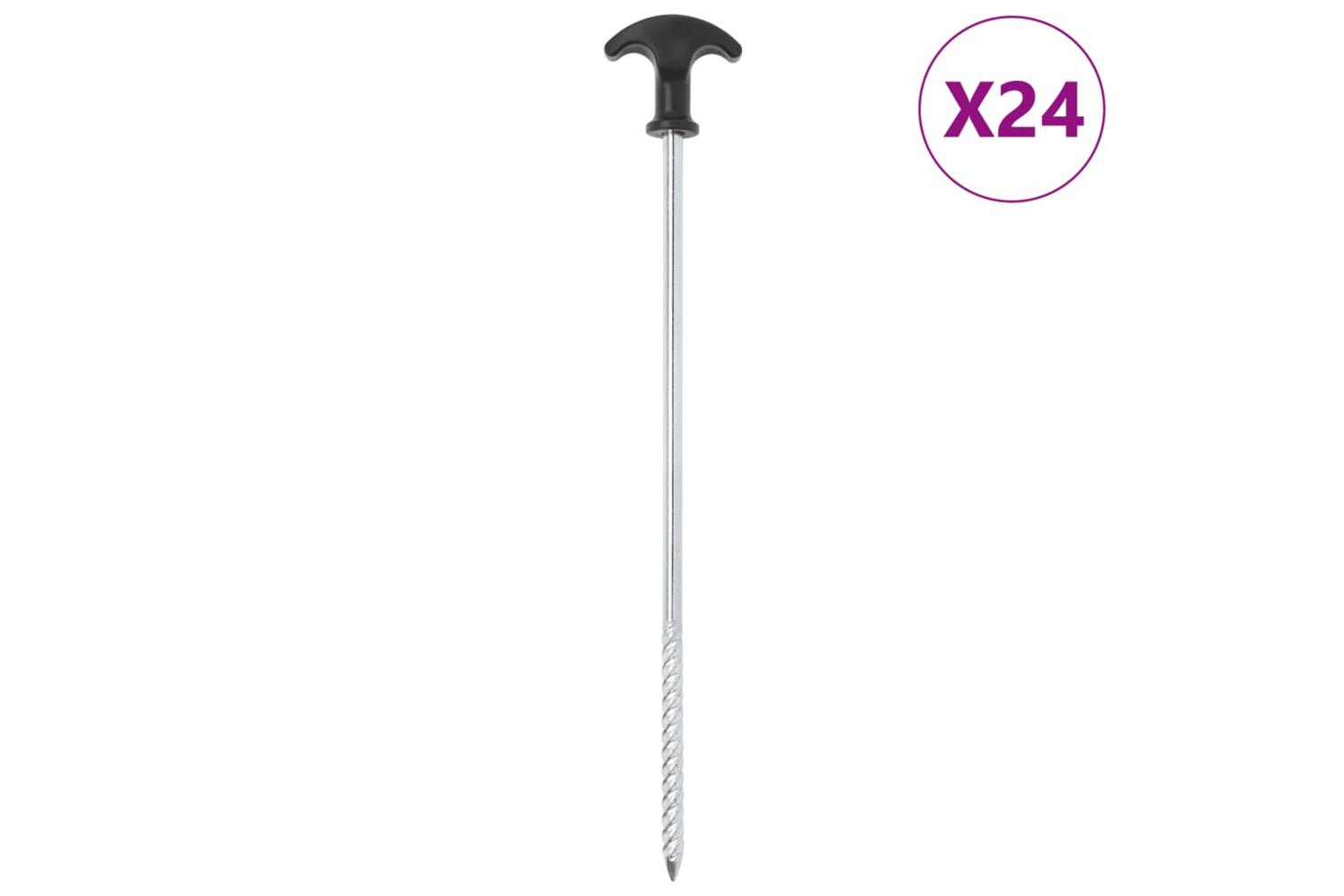 vidaXL 4009320 Tent Pegs 24 Pcs 30cm x 7mm Galvanised Steel