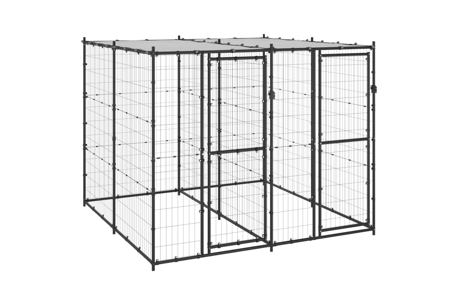 Vidaxl 3082249 Outdoor Dog Kennel Steel With Roof 4.84 M2