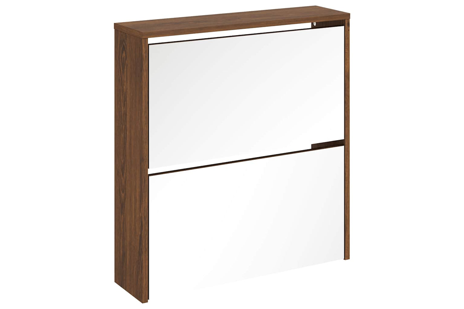 vidaXL 342634 Shoe Cabinet With Mirror 2-layer Brown Oak 63x17x67cm