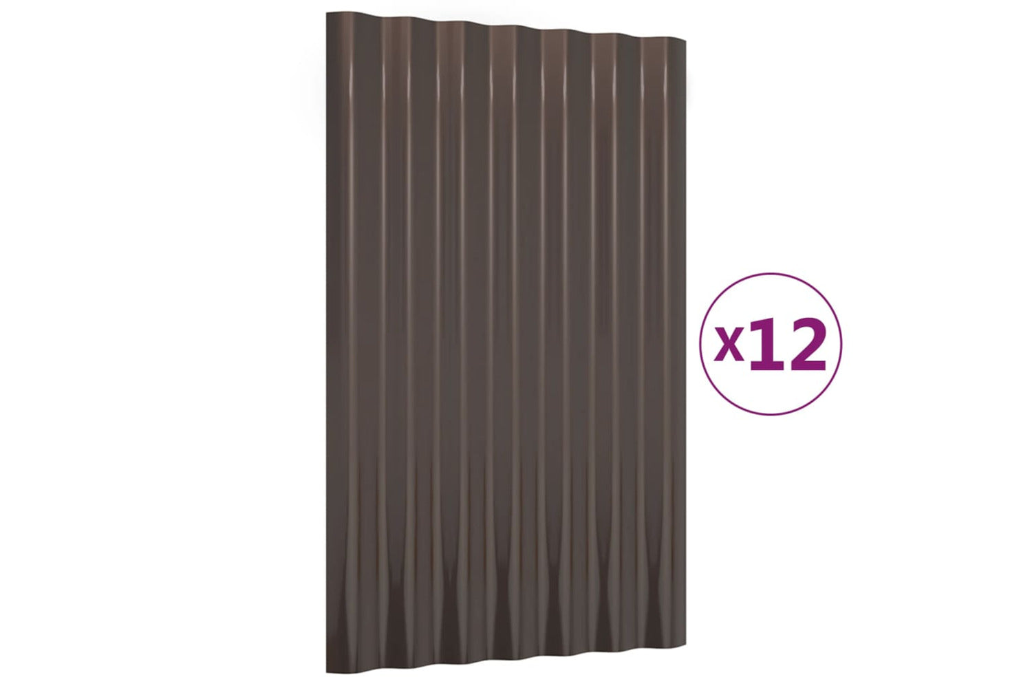 vidaXL 319125 Roof Panels 12 Pcs Powder-coated Steel Brown 60x36cm-2