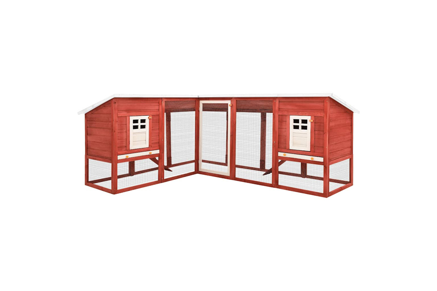 Vidaxl 170875 Outdoor Rabbit Hutch With Run Red And White Solid Fir Wood