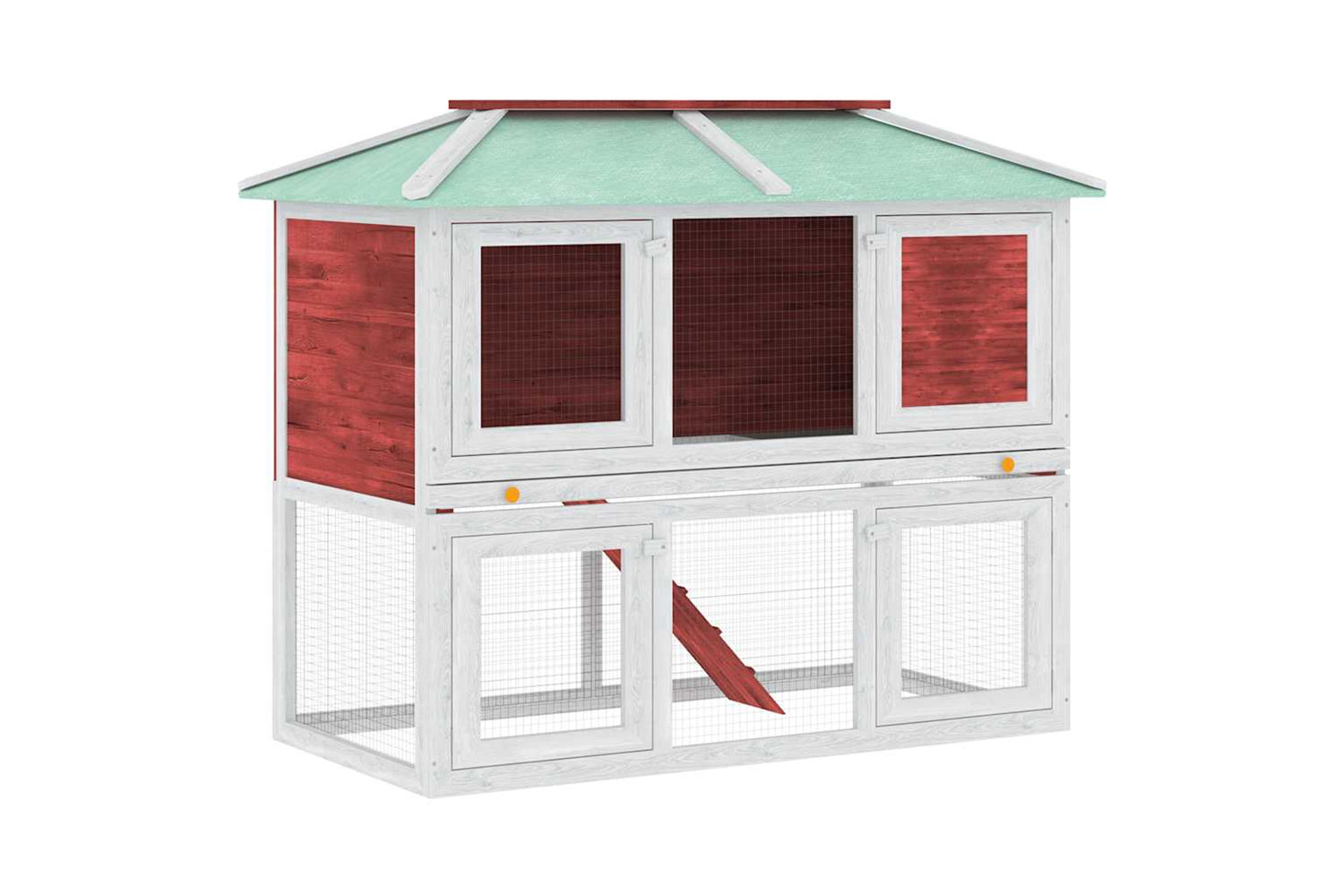 Vidaxl 170851 Animal Rabbit Cage Double Floor Red Wood
