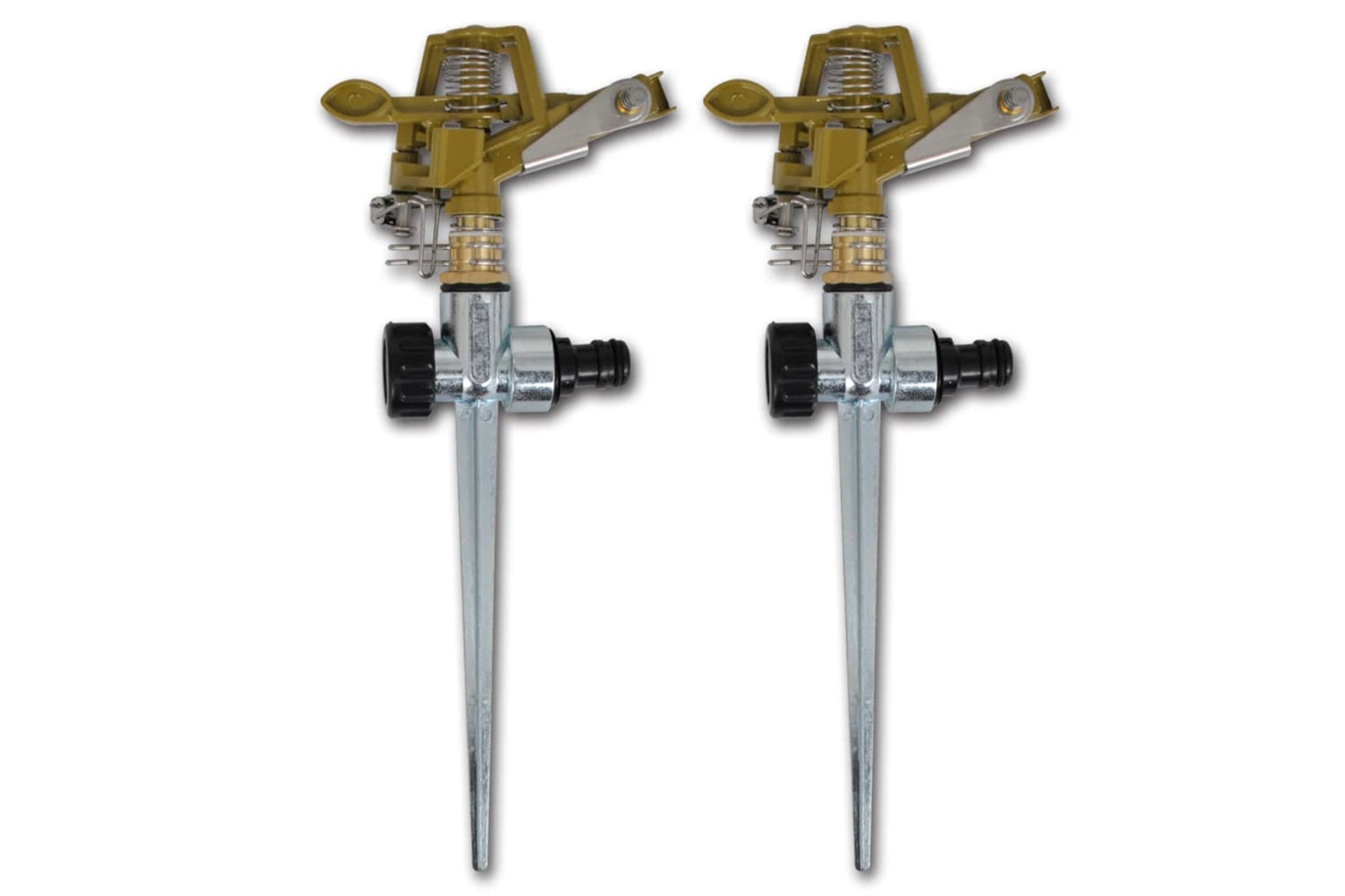 Vidaxl 40912 Impulse Sprinklers Garden Watering Zinc Metal Spike 2 Pcs