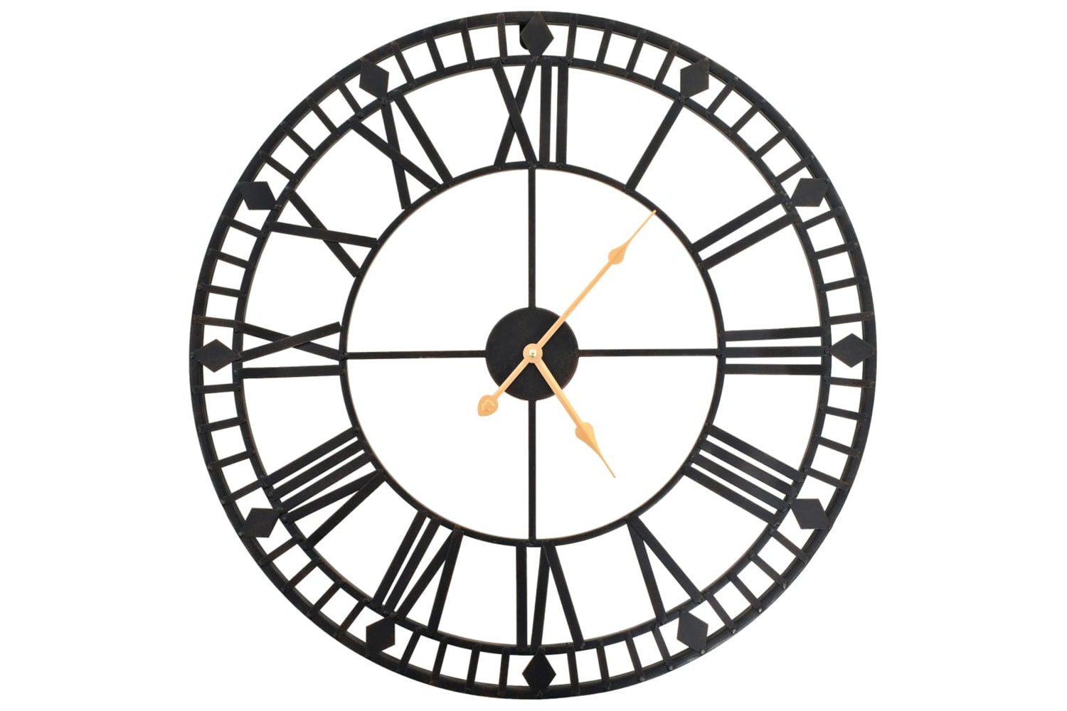 Vidaxl 50645 Vintage Wall Clock Metal 60 cm | Black/Gold
