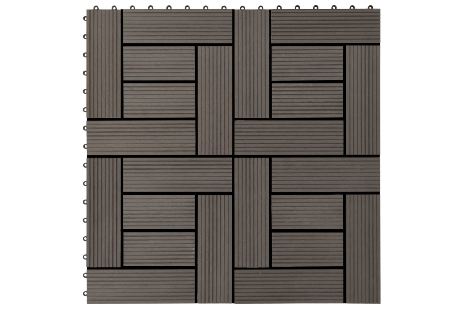 vidaXL 45028 11 Pcs Decking Tiles Wpc 30x30cm 1 Sqm Dark Br-2