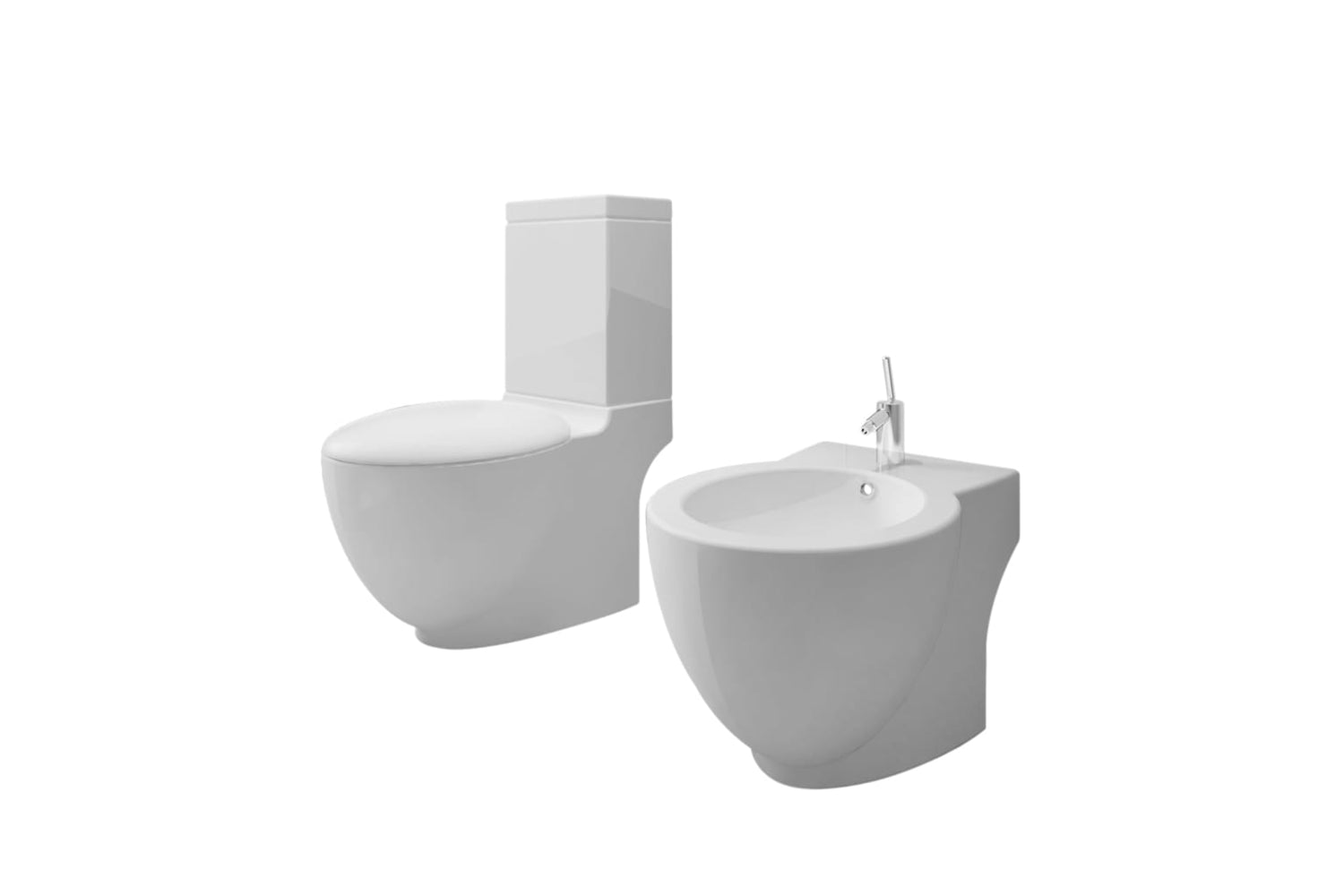 Vidaxl 270059 Stand Toilet & Bidet Set White Ceramic