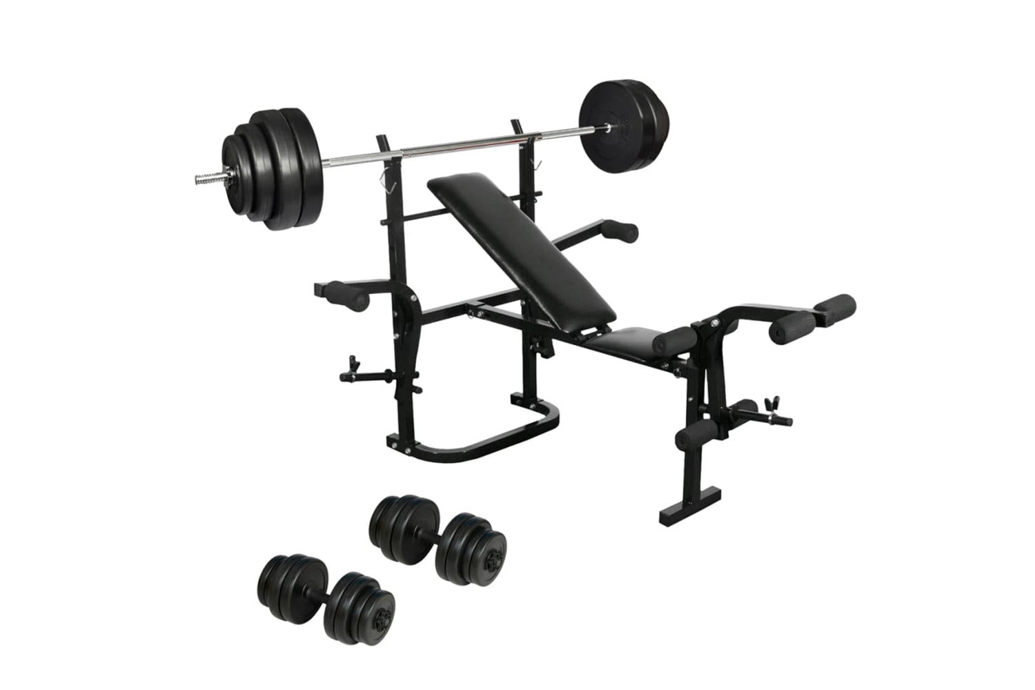Vidaxl 270166 Folding Weight Bench Dumbbell Barbell Set Home Gym-2
