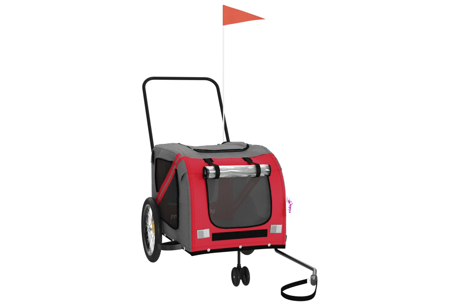 Vidaxl 93901 Pet Bike Trailer Red And Grey Oxford Fabric And Iron