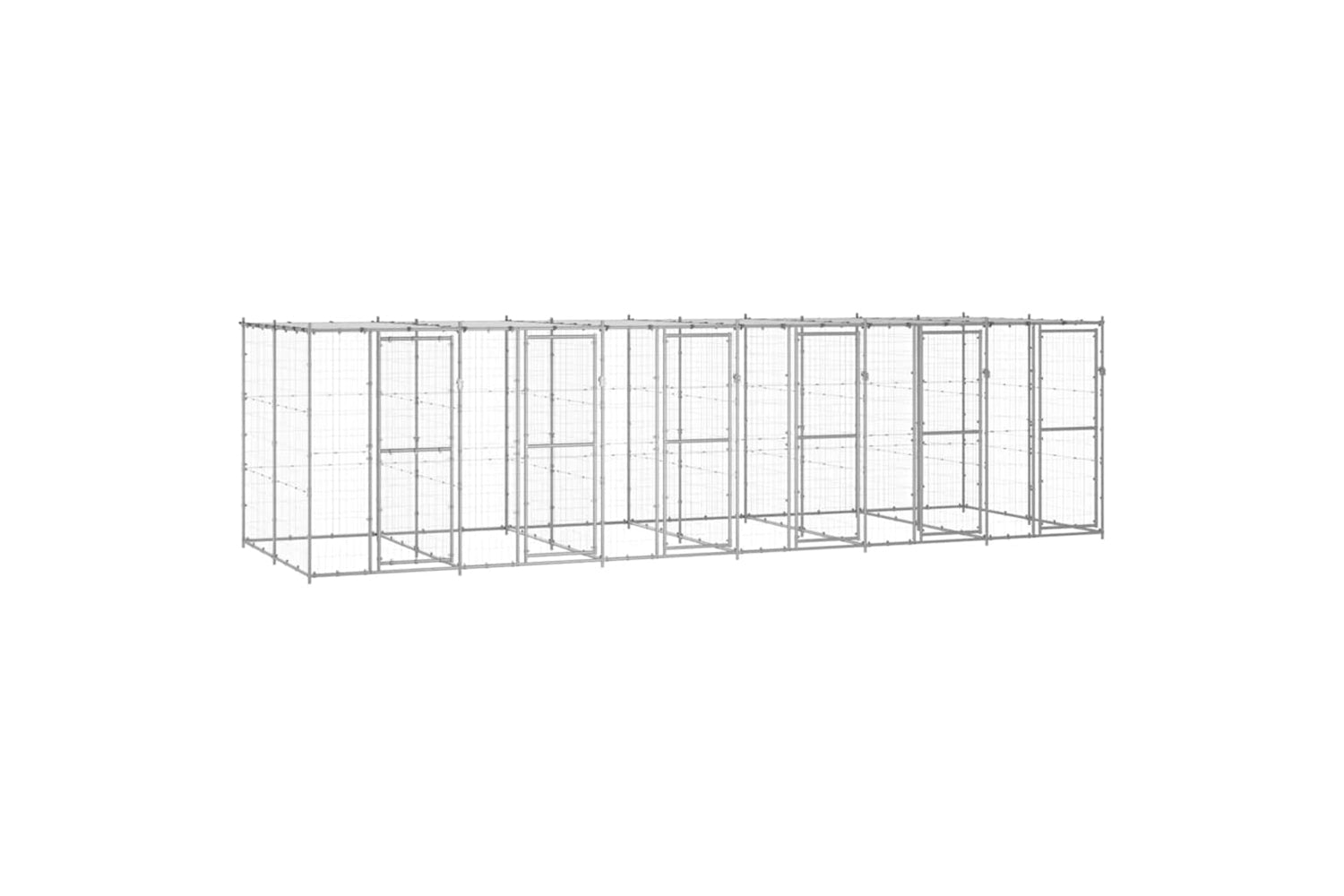 Vidaxl 3082275 Outdoor Dog Kennel Galvanised Steel With Roof 14.52 M2