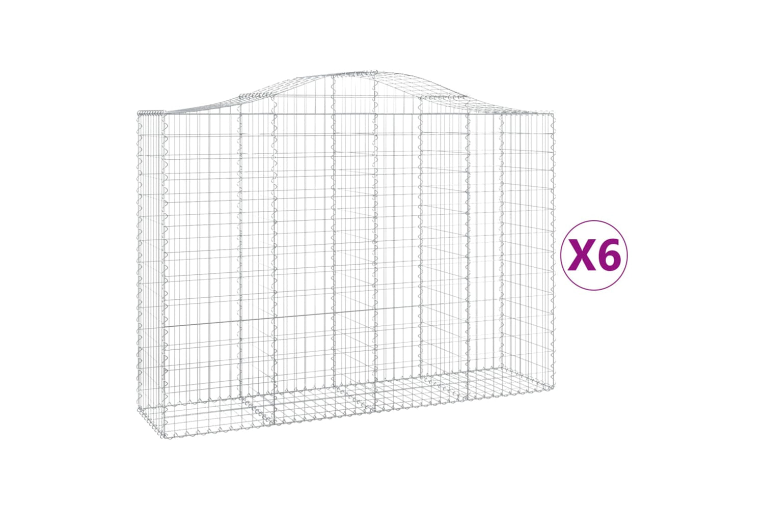 vidaXL 3145686 Arched Gabion Baskets 6 Pcs 200x50x140/160cm Galvanised Iron