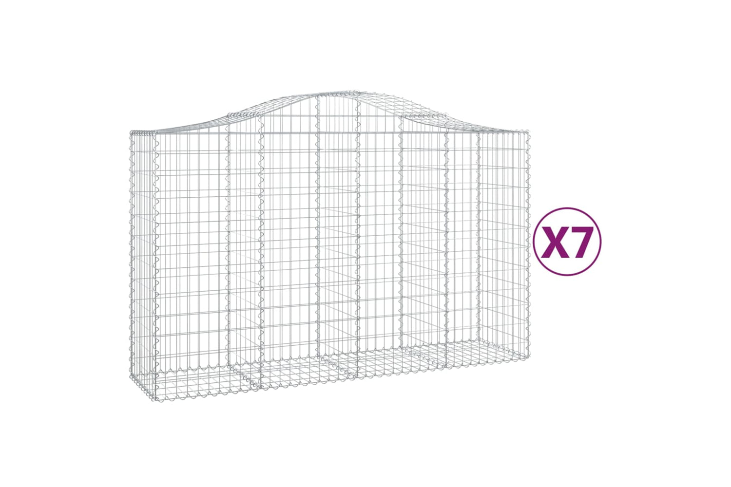 vidaXL 3145666 Arched Gabion Baskets 7 Pcs 200x50x120/140cm Galvanised Iron