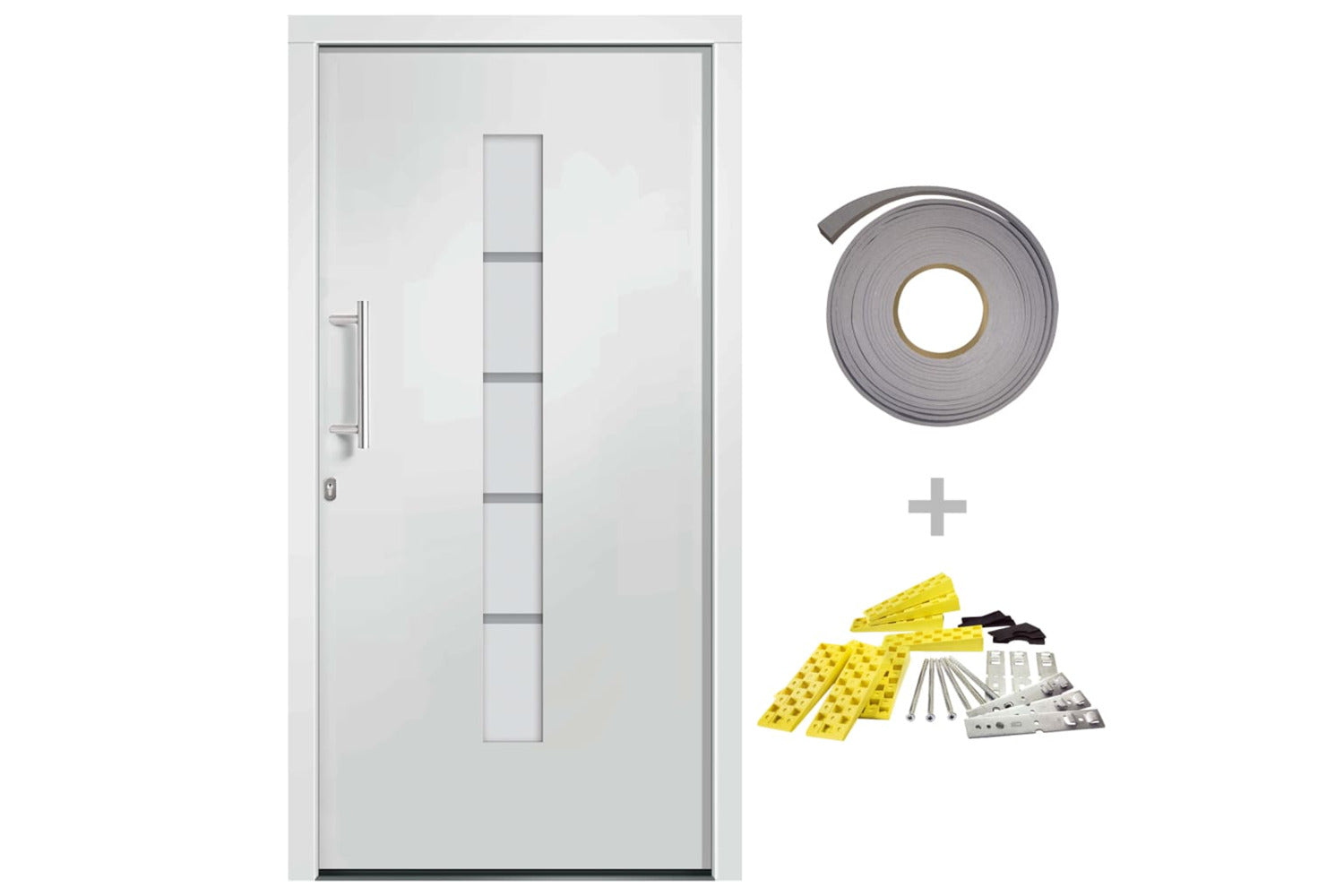 vidaXL 3056811 Front Door Aluminium And Pvc White 110x210cm-2