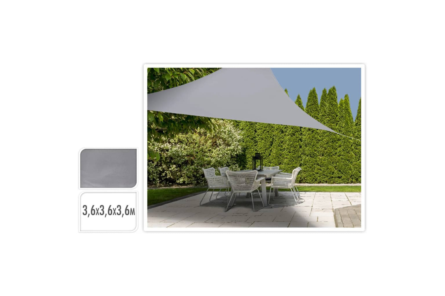 Progarden 436351 Shade Cloth 3.6x3.6x3.6 M Grey Triangle