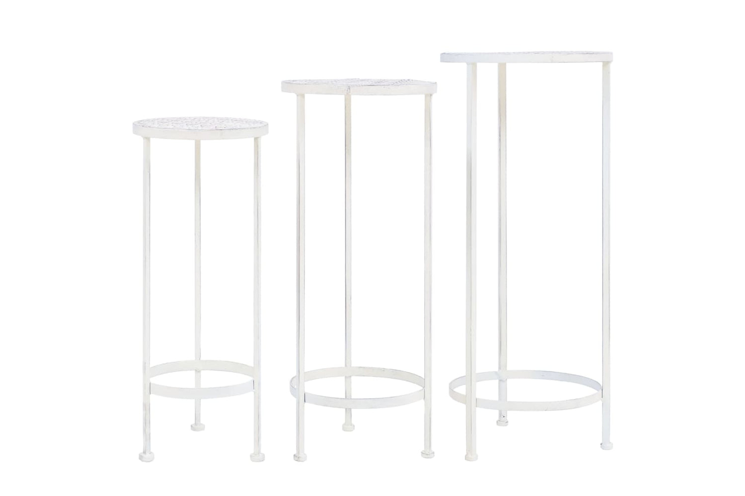 Vidaxl 245937 Plant Stand Set 3 Pieces Vintage Style Metal Antique White