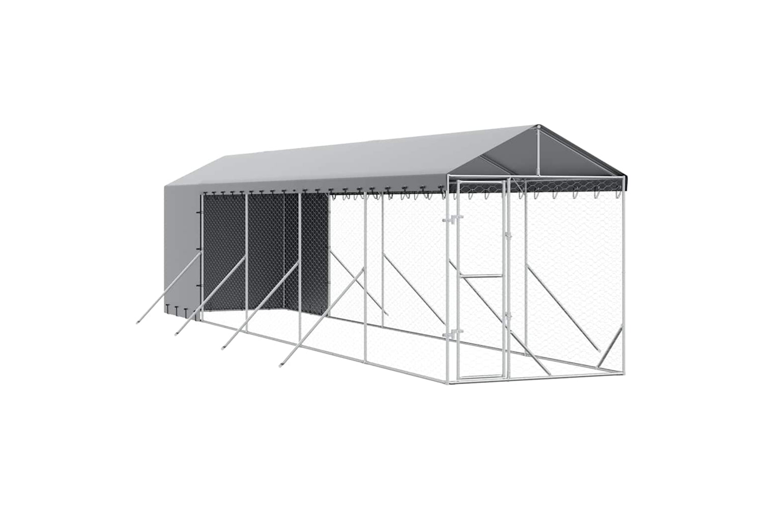 Vidaxl 3190492 Outdoor Dog Kennel With Roof Silver 2x10x2.5 M Galvanised Steel