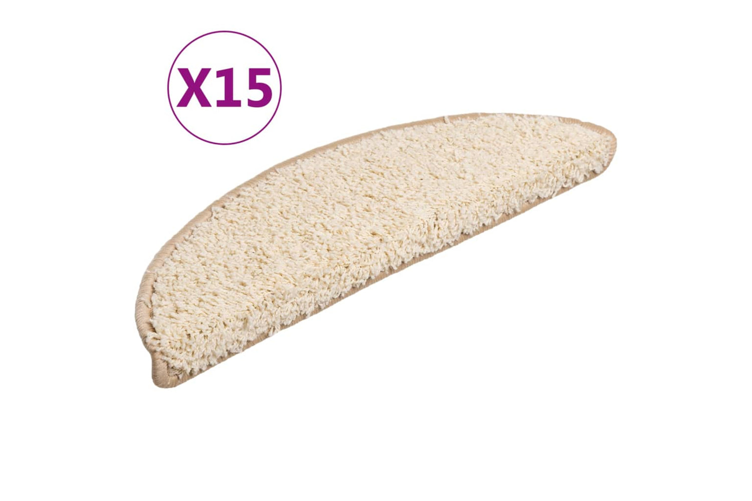 vidaXL 133896 Carpet Stair Treads 15 Pcs Cream 56x17x3cm
