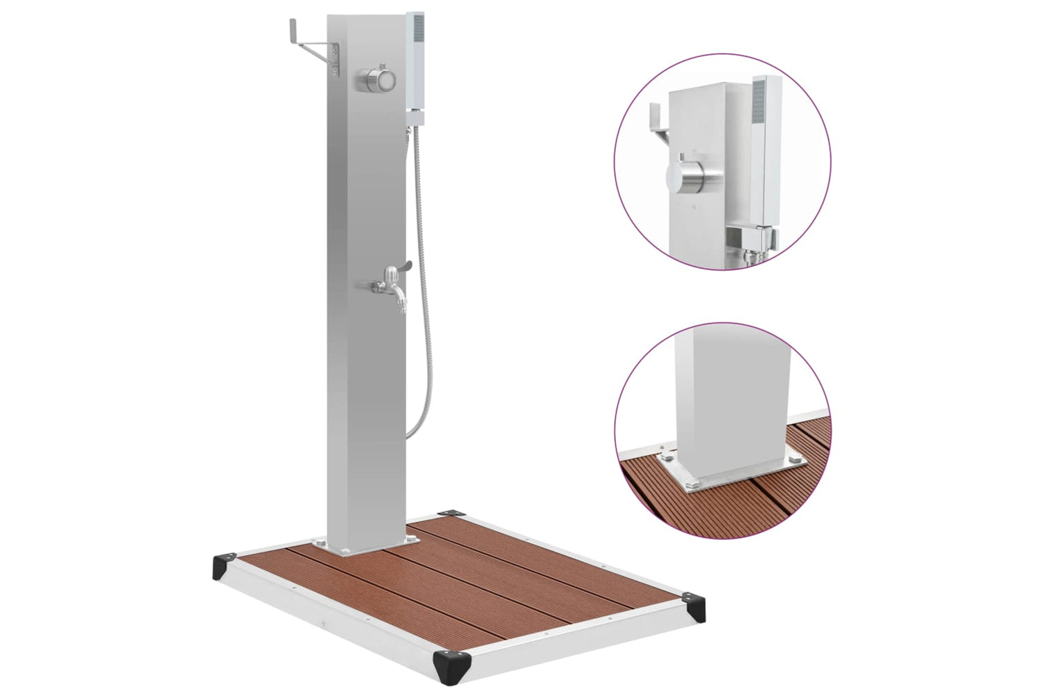 Vidaxl 3051291 Outdoor Shower With Tray Wpc Stainless Steel