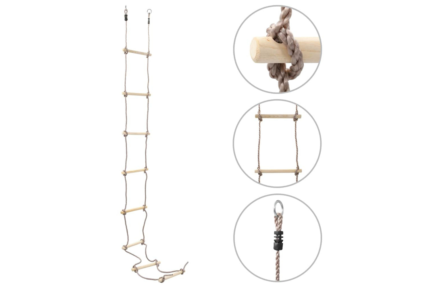 Vidaxl Kids Rope Ladder 290 Cm Wood-2