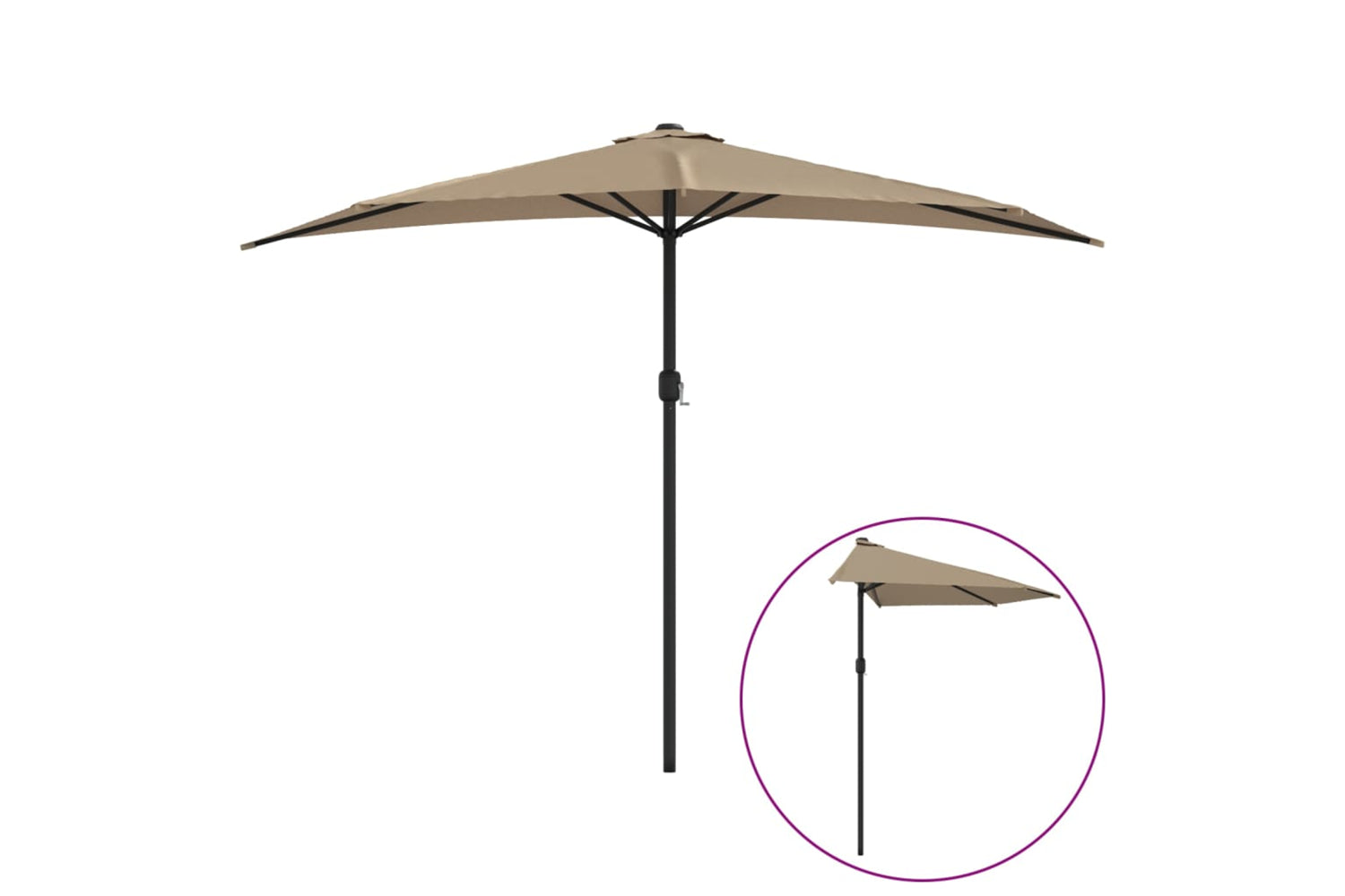 vidaXL 44594 Balcony Parasol With Aluminium Pole Taupe 300x155cm Half