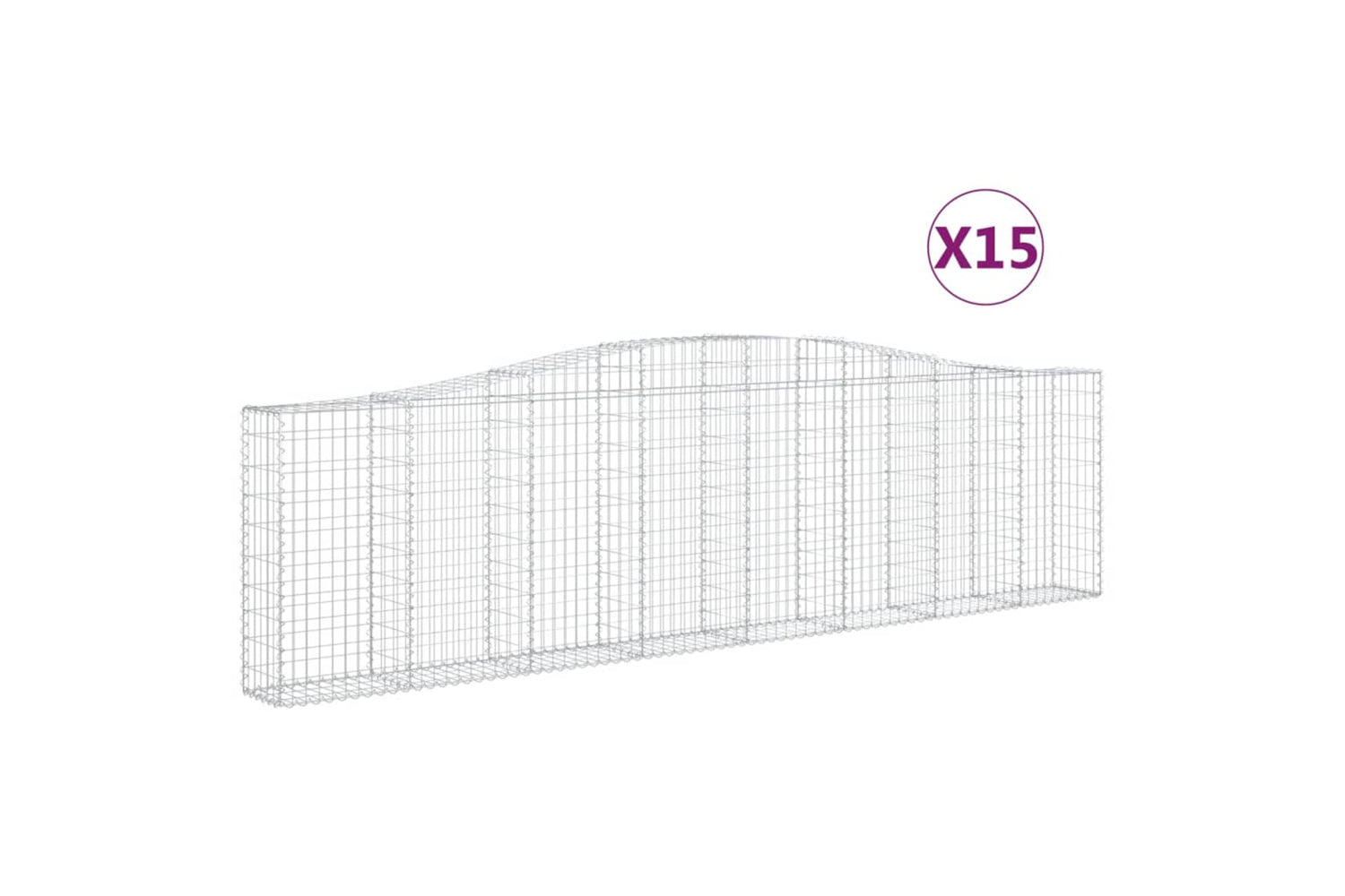 vidaXL 3145835 Arched Gabion Baskets 15 Pcs 400x30x100/120cm Galvanised Iron