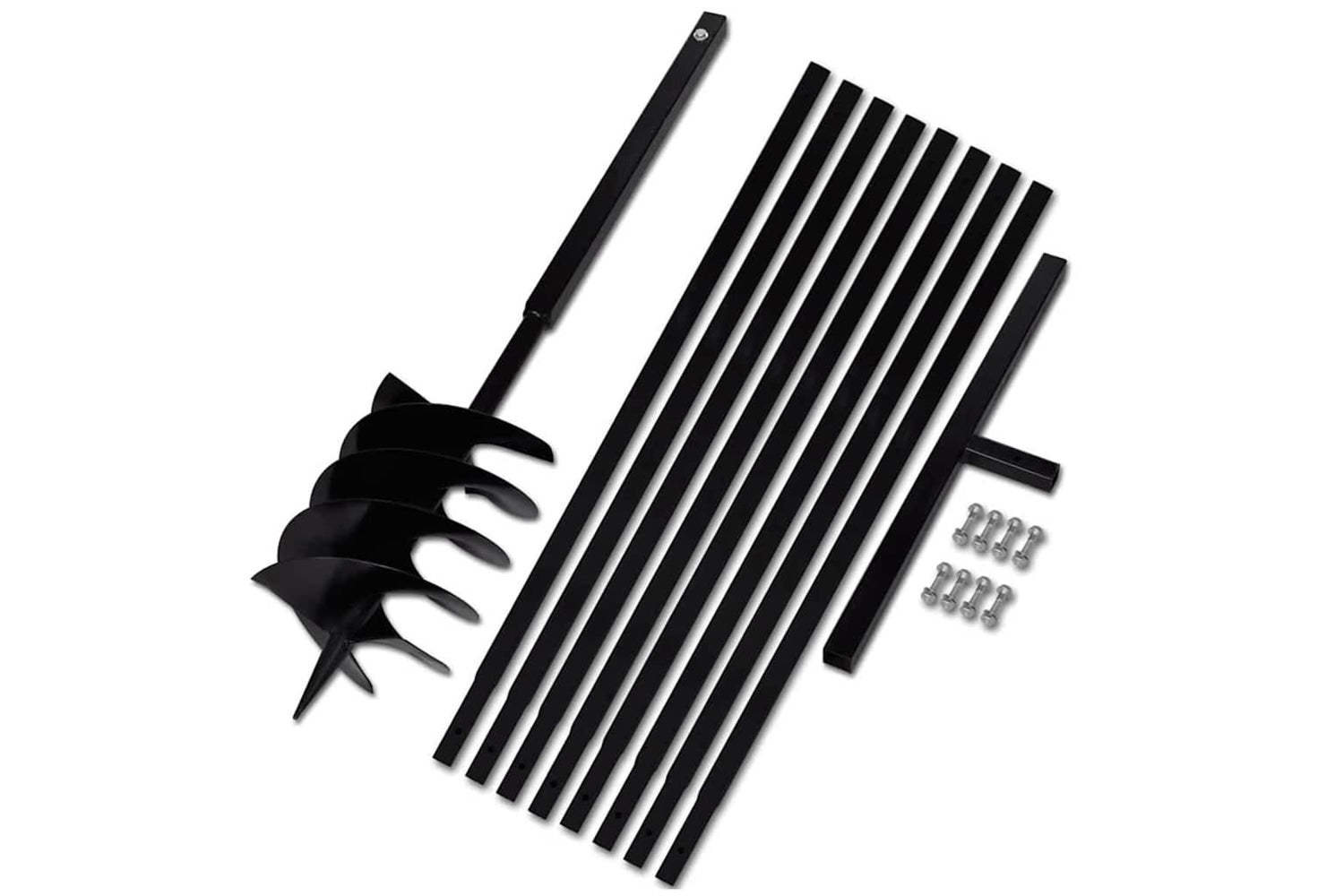 vidaXL 270536 Ground Drill With Handle 200mm With Extension Tube 9 M Steel