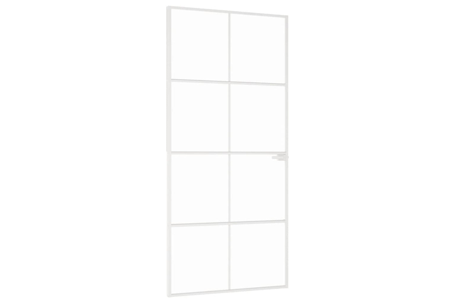 vidaXL 153672 Interior Door White 93x201.5cm Tempered Glass&aluminium Slim-2
