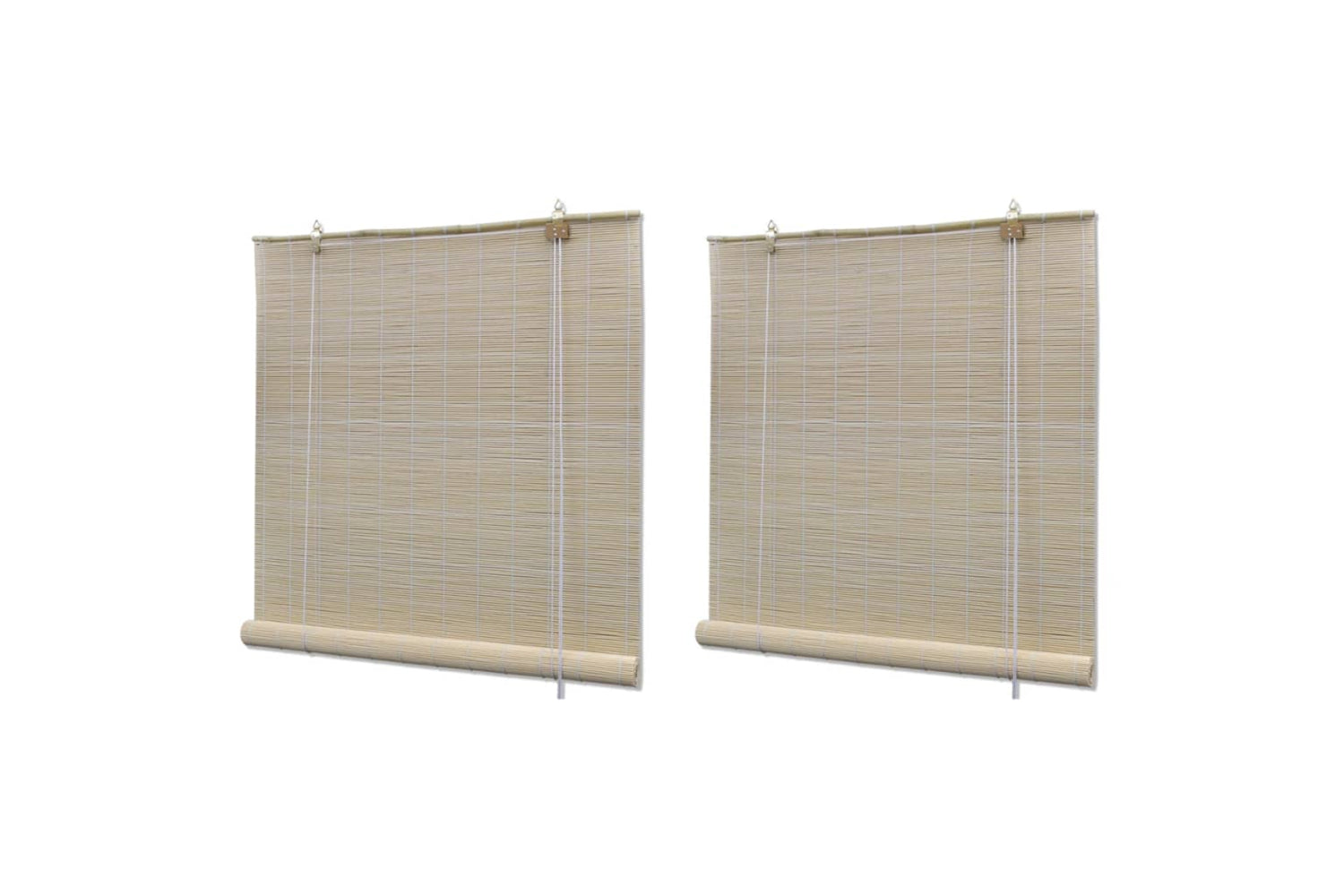 vidaXL 278742 Natural Bamboo Roller Blinds 2 Pcs 120x160cm