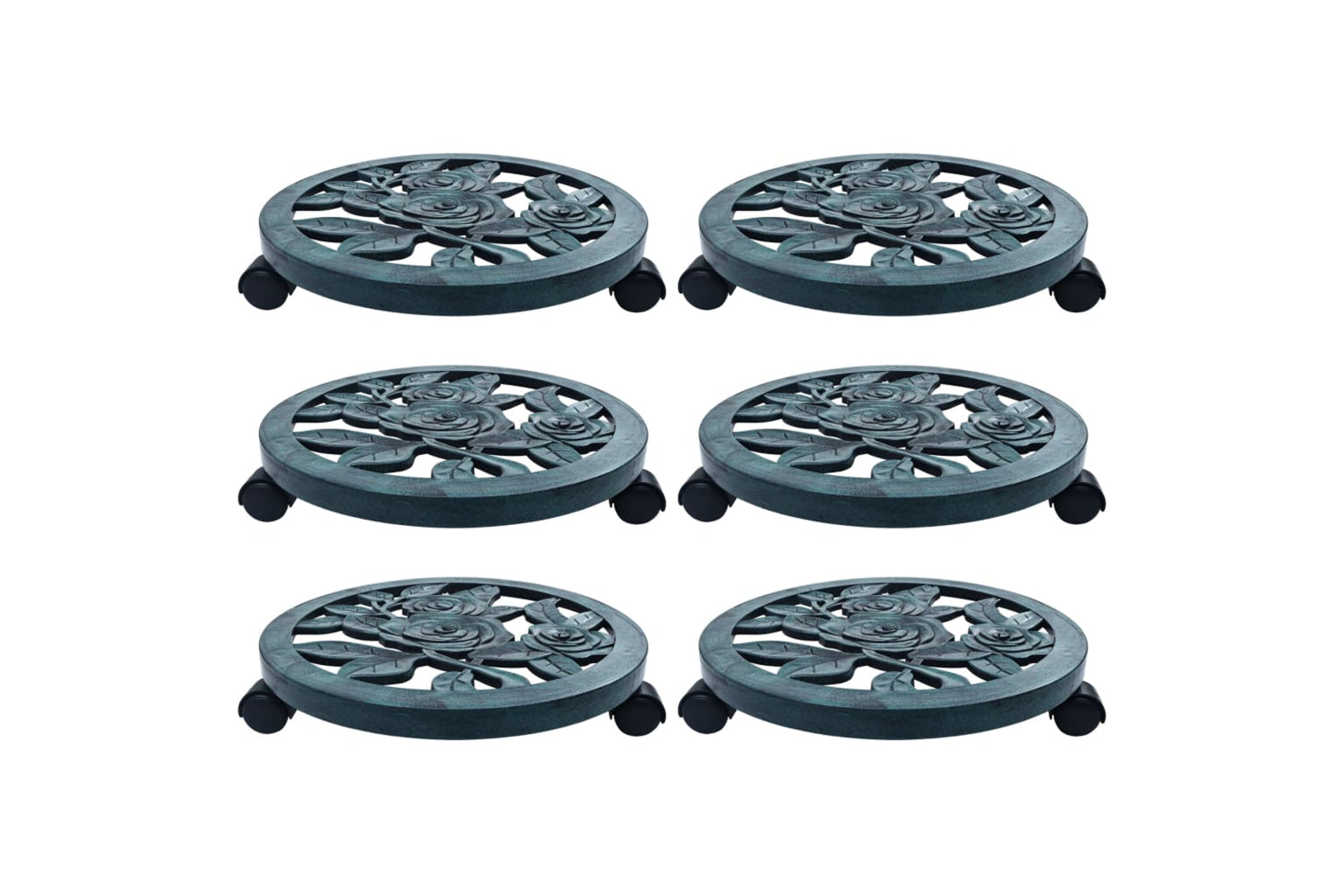 vidaXL 48228 Plant Trolleys 6 Pcs Green 38cm Plastic