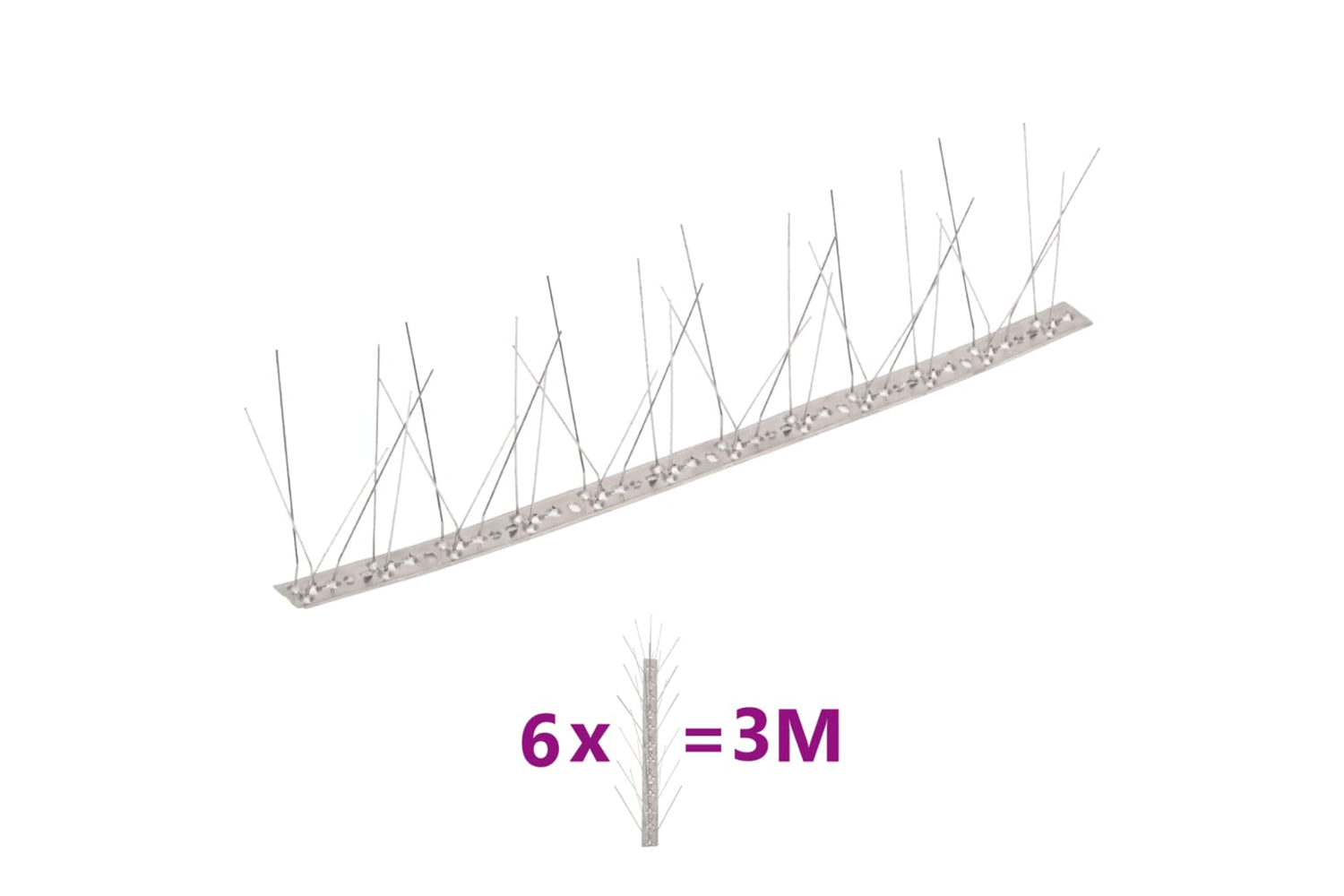 Vidaxl 170236 5-row Stainless Steel Bird & Pigeon Spikes Set Of 6 3 M
