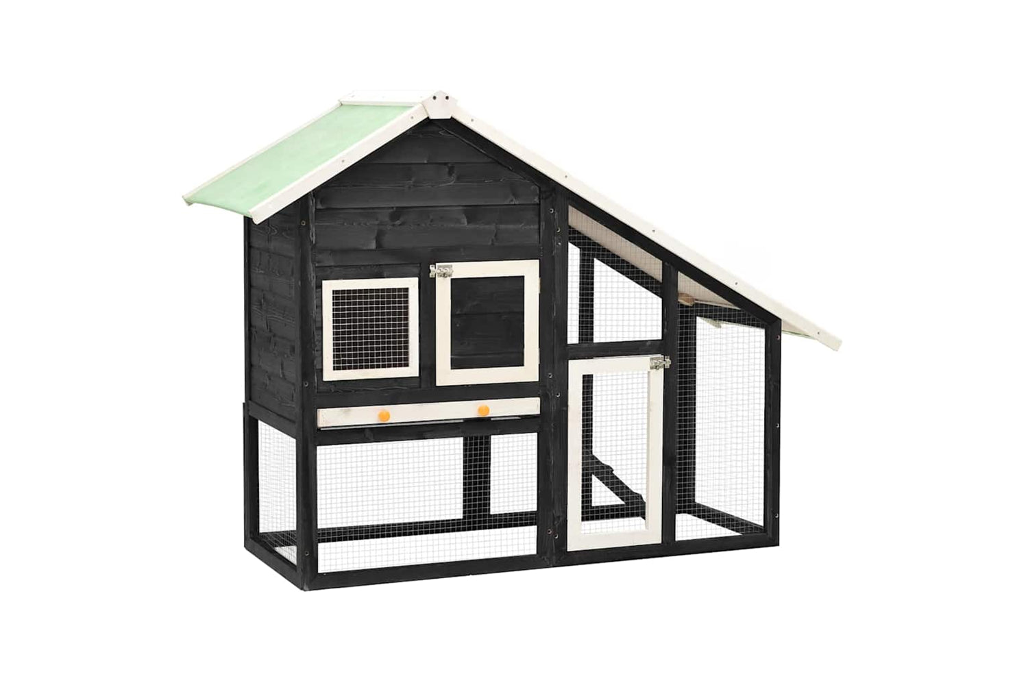 vidaXL 170869 Rabbit Hutch Grey And White 140x63x120cm Solid Firwood