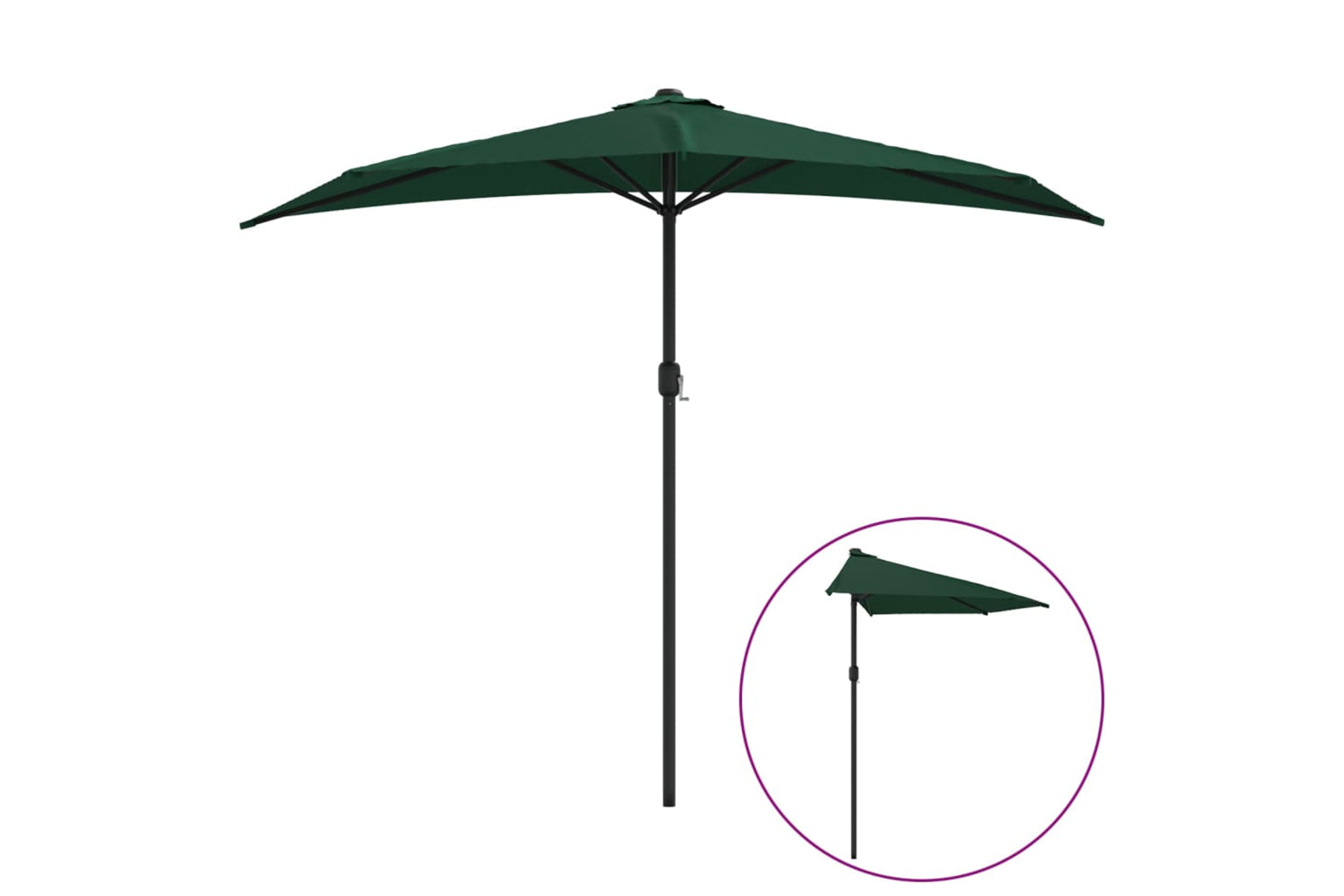 vidaXL 44588 Balcony Parasol With Aluminium Pole Green 270x144cm Half