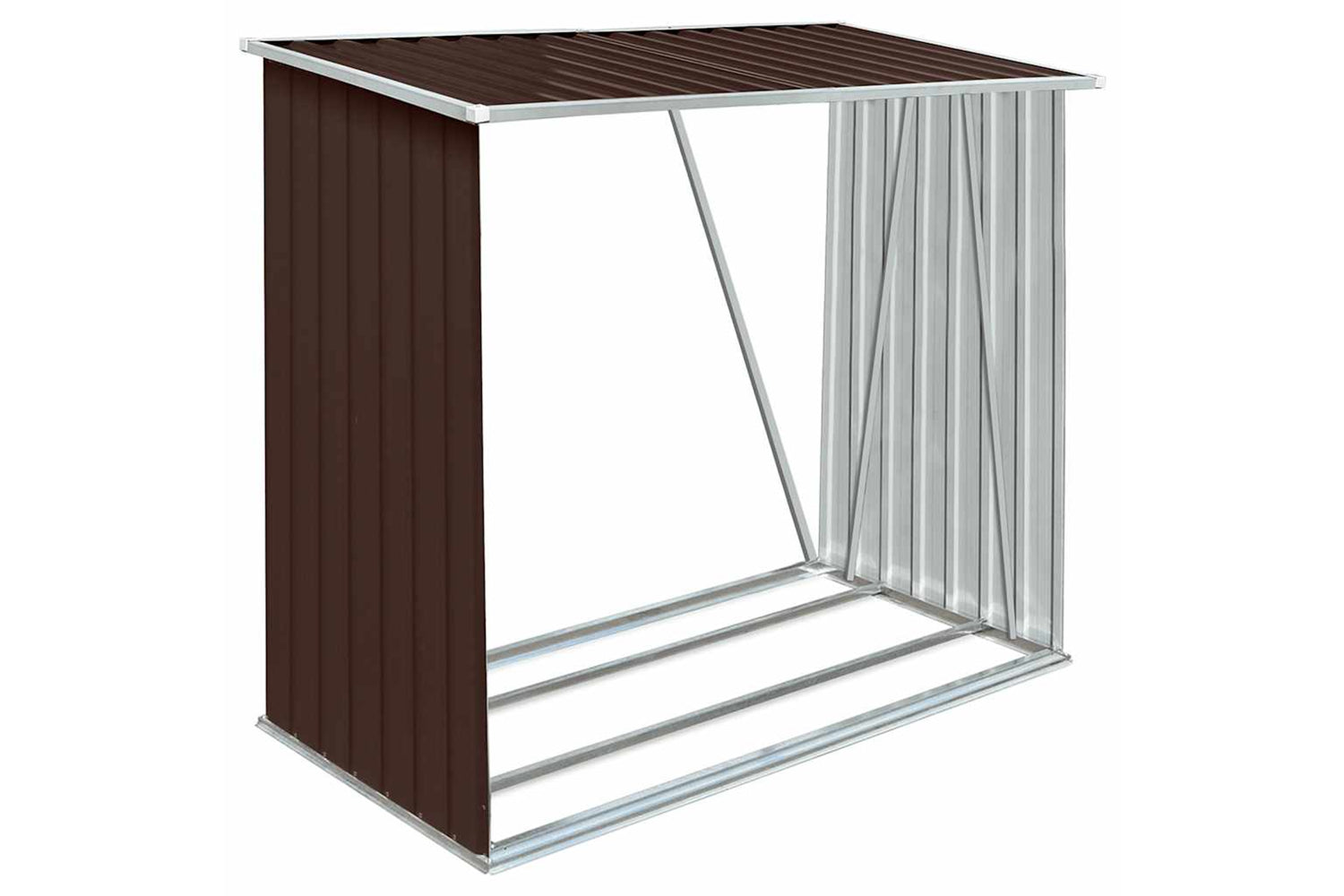 vidaXL 47090 Garden Log Storage Shed Galvanised Steel 163x83x154cm Brown