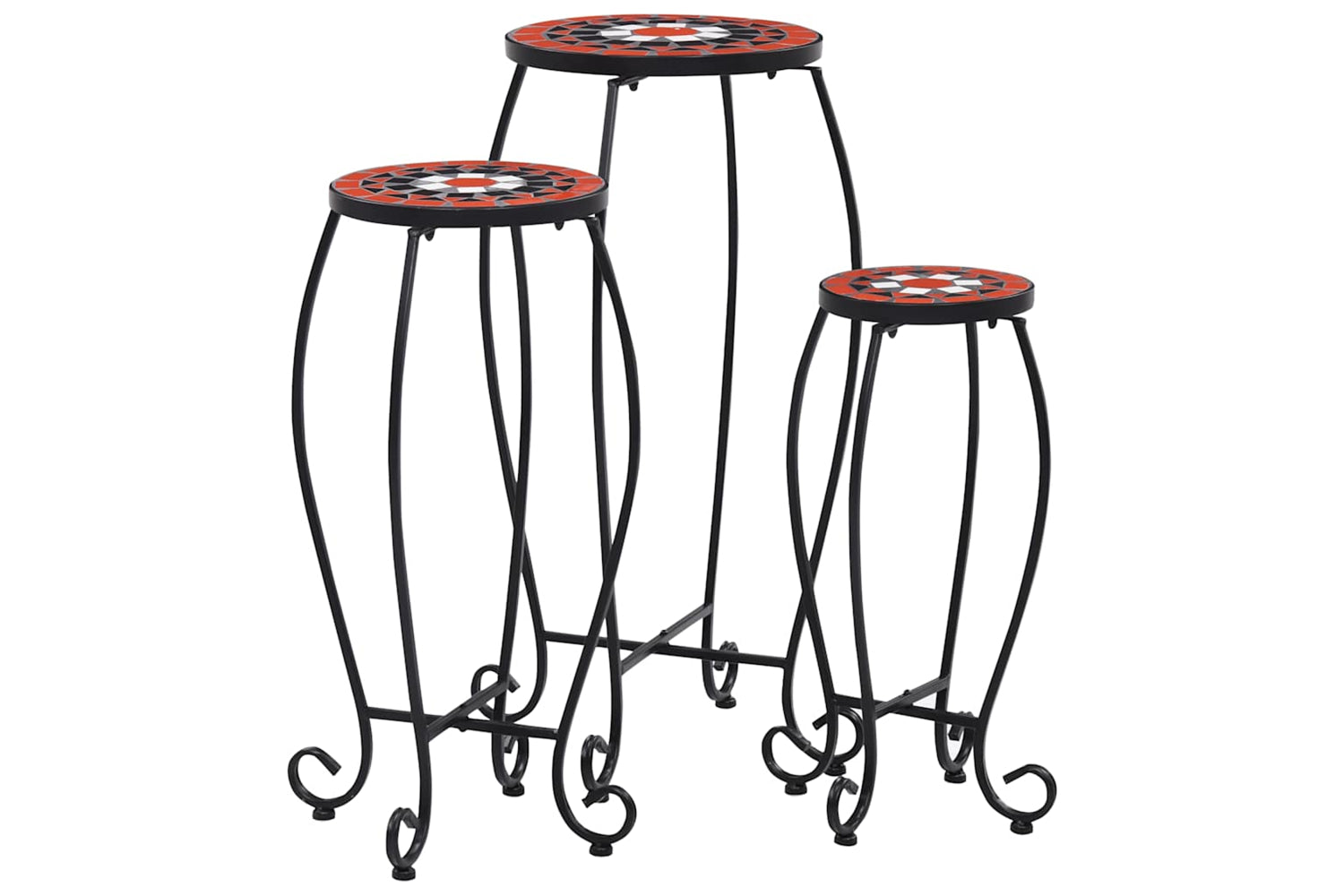 Vidaxl 46704 Mosaic Tables 3 Pcs Terracotta And White Ceramic