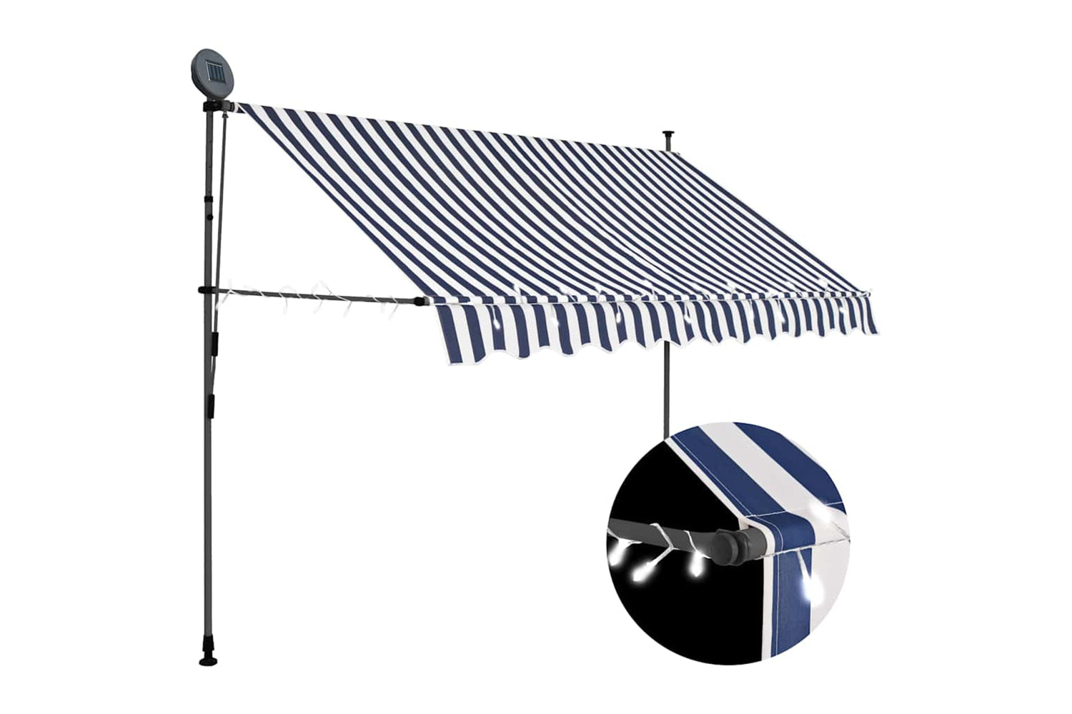 vidaXL 145844 Manual Retractable Awning With Led 250cm Blue And White